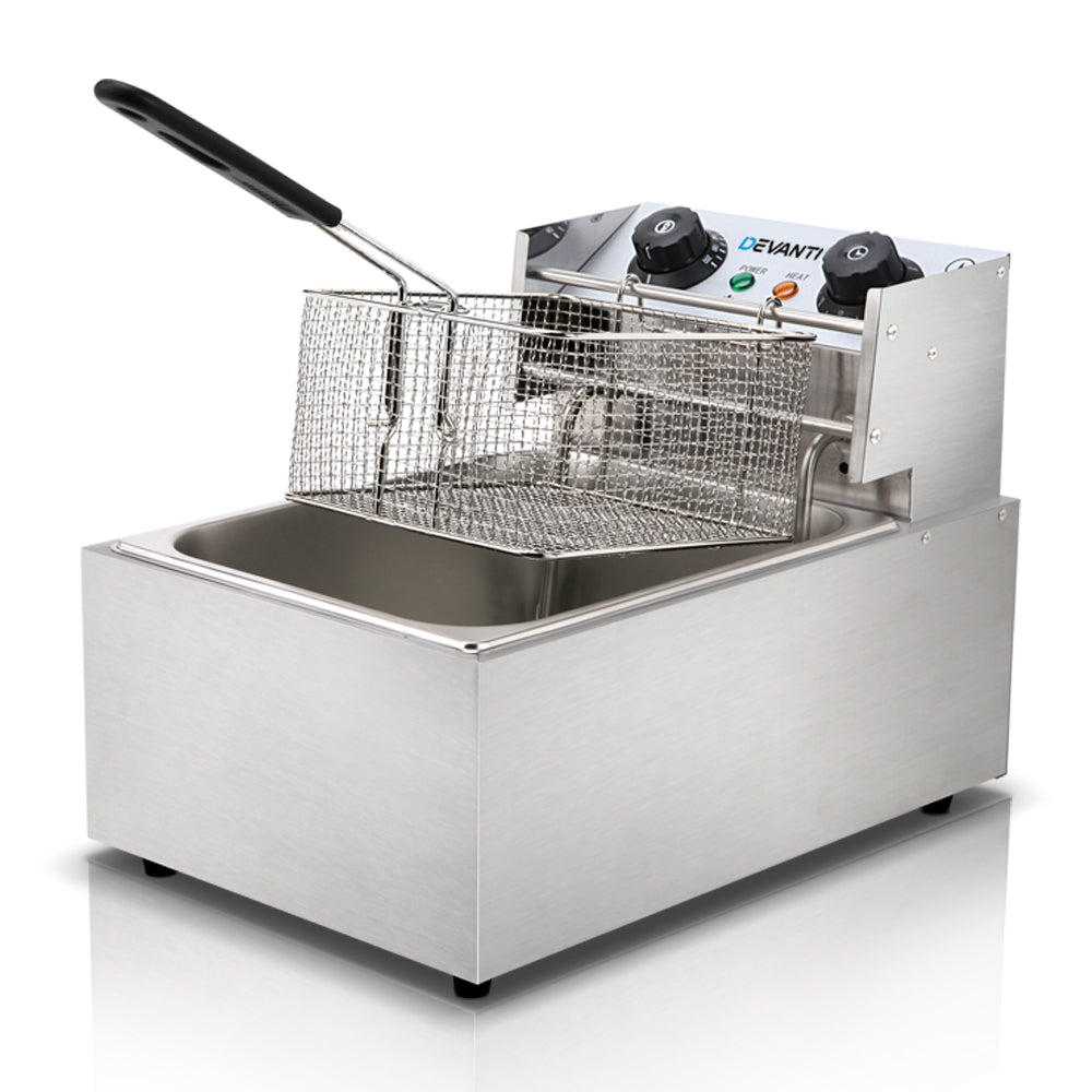 Commercial Electric Deep Fryer 10L Basket Chip Cooker Stainless Steel