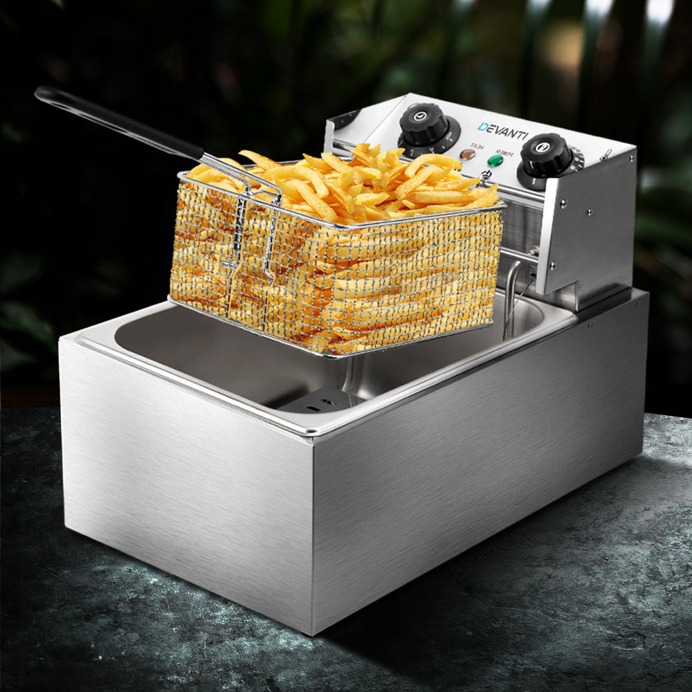 Commercial Electric Deep Fryer 10L Basket Chip Cooker Stainless Steel