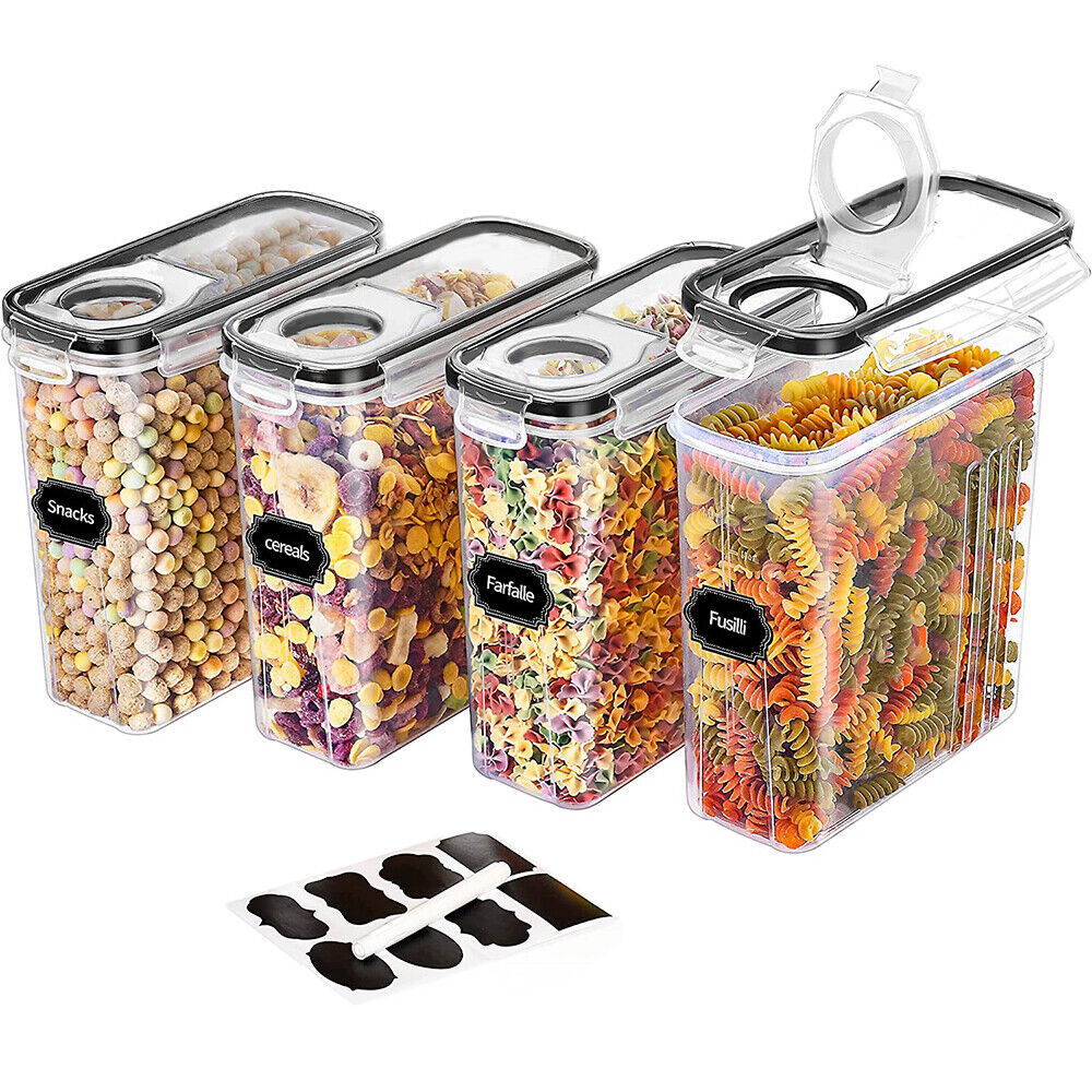 6PCS Food Storage Containers Kitchen Dry Pantry Organiser Airtight Lids