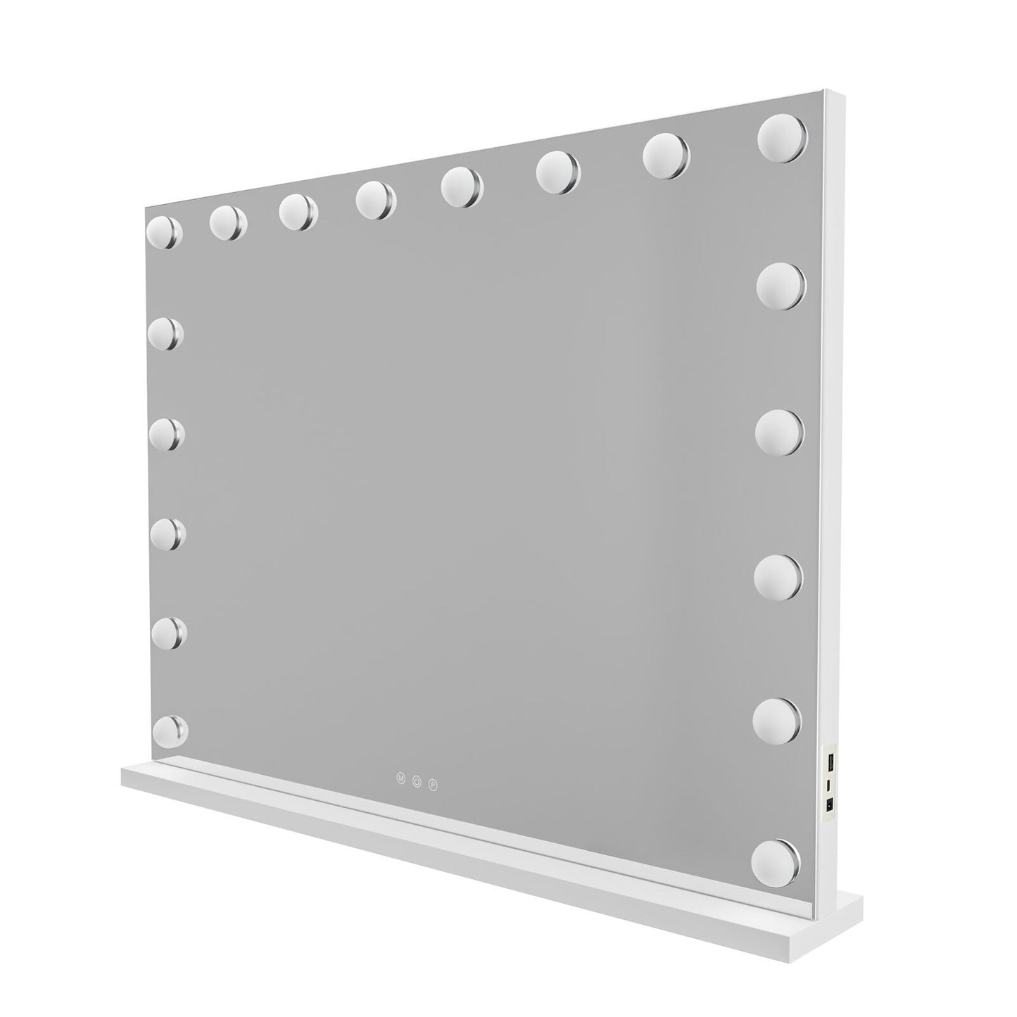 Beauty Mirror with 18 LED Bulbs, Colour Settings, White Frame, and USB A and C Ports