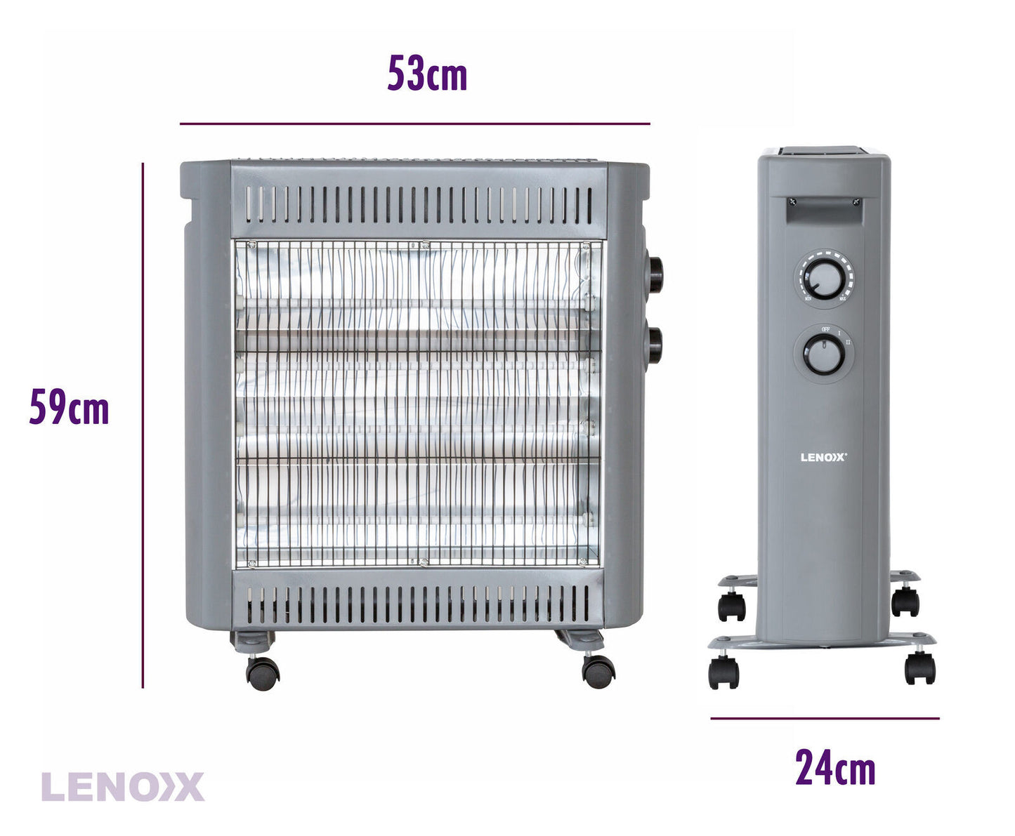 2200W Quartz Infrared Radiant Heater with Adjustable Thermostat and 2 Power Settings
