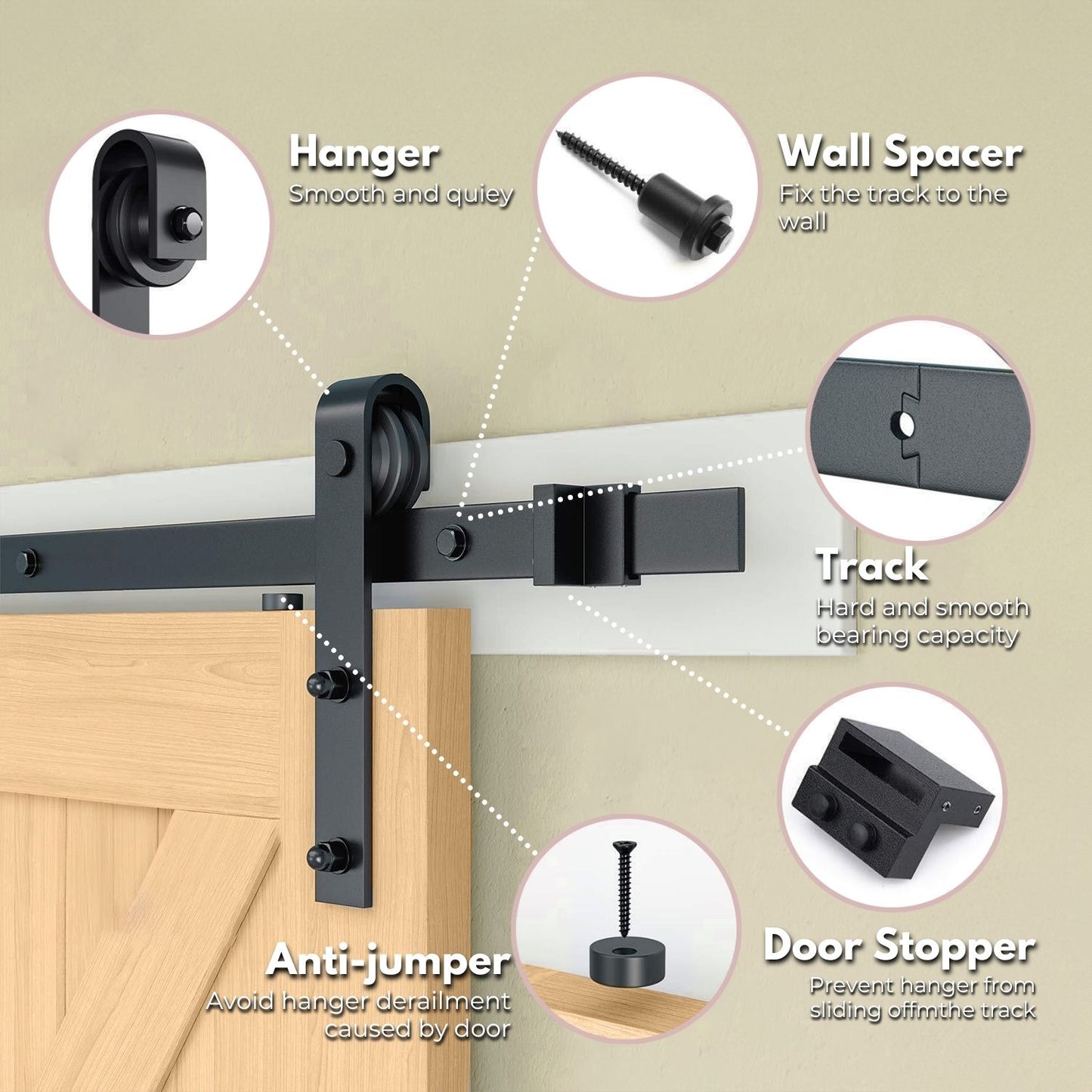 EKKIO 2m Sliding Barn Door Hardware Track
