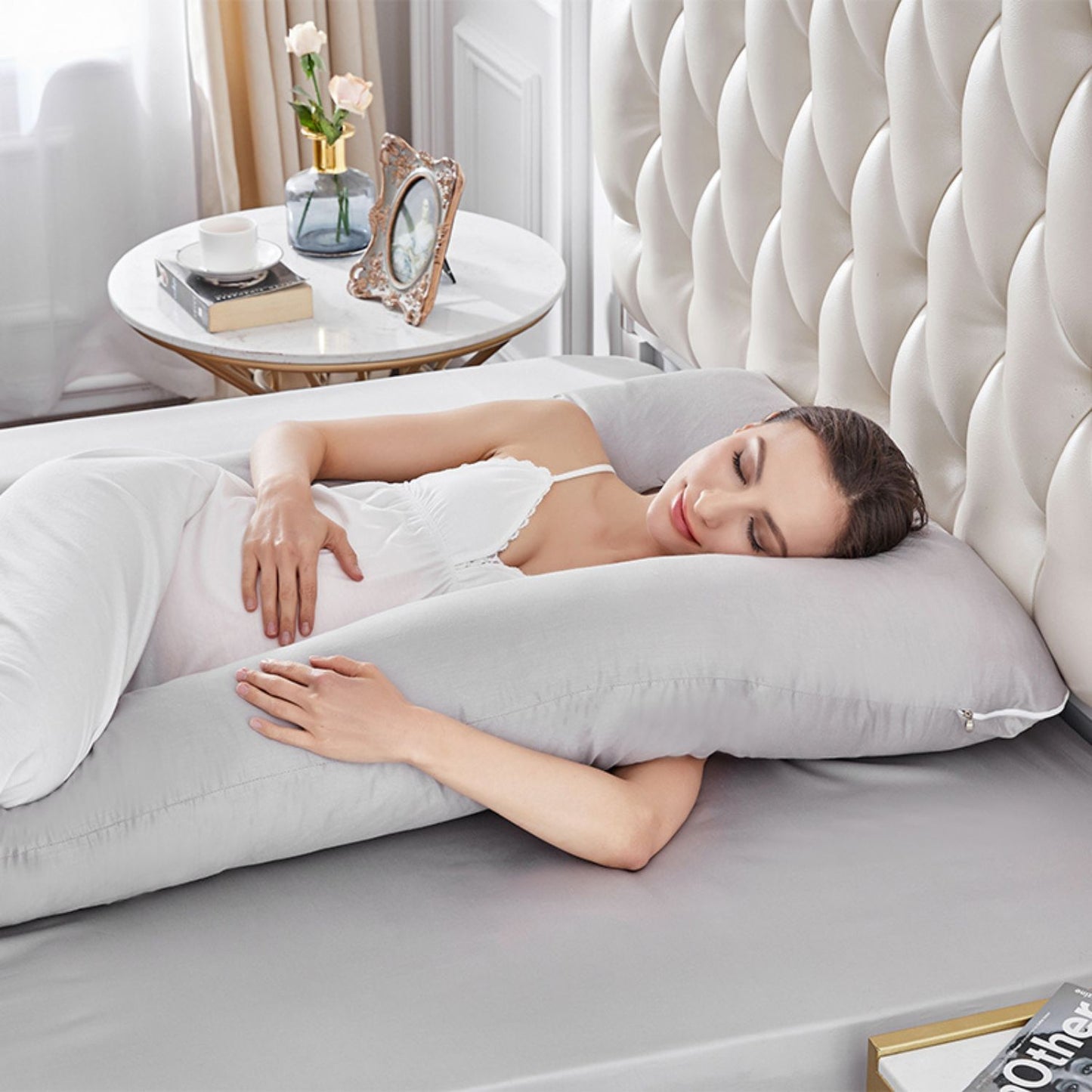 GOMINIMO Pregnancy/Maternity/Nursing Pillow with Pillowcase (Grey)