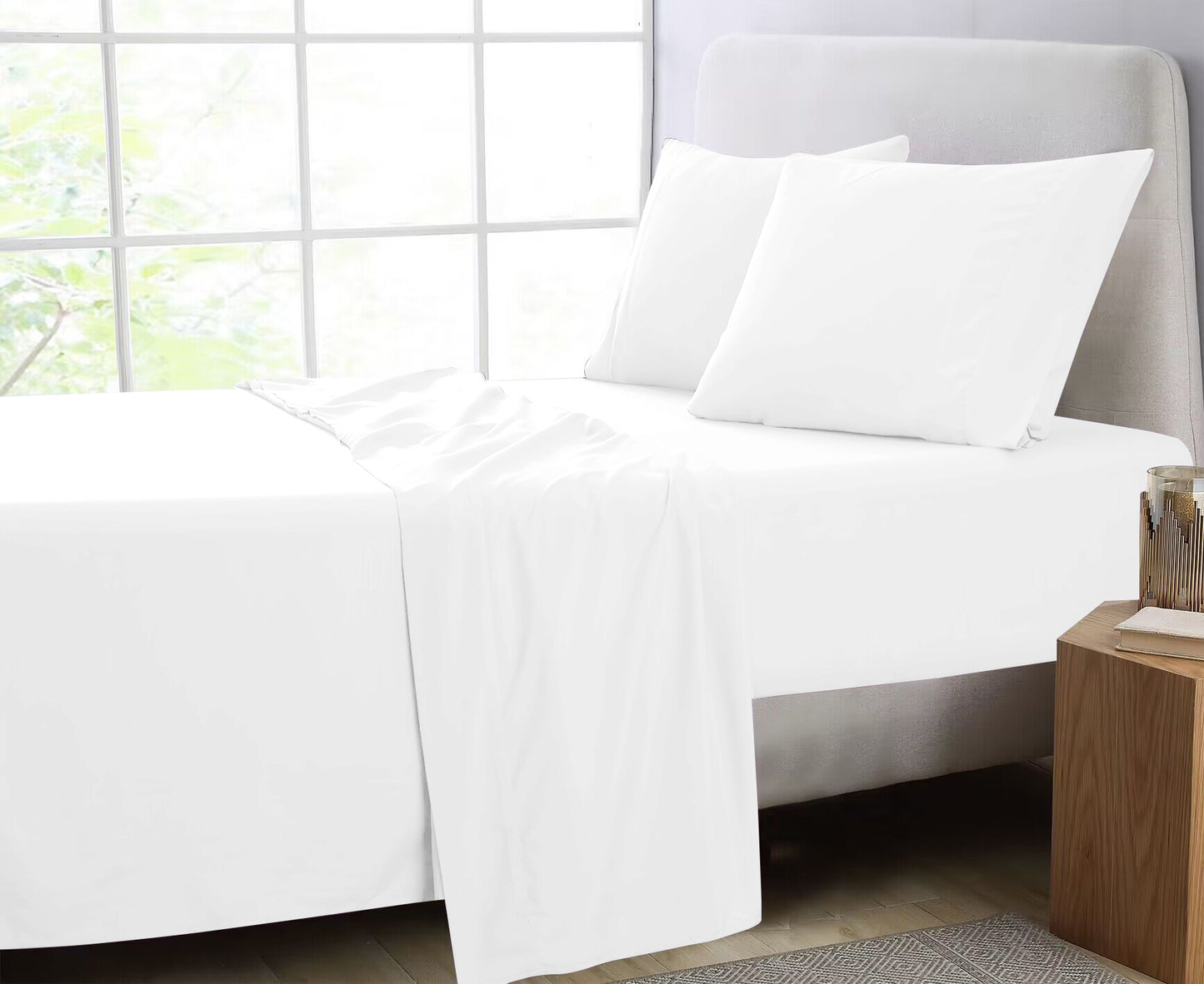 GOMINIMO 4 Pcs Bed Sheet Set 2000 Thread Count Ultra Soft Microfiber - Single (White)