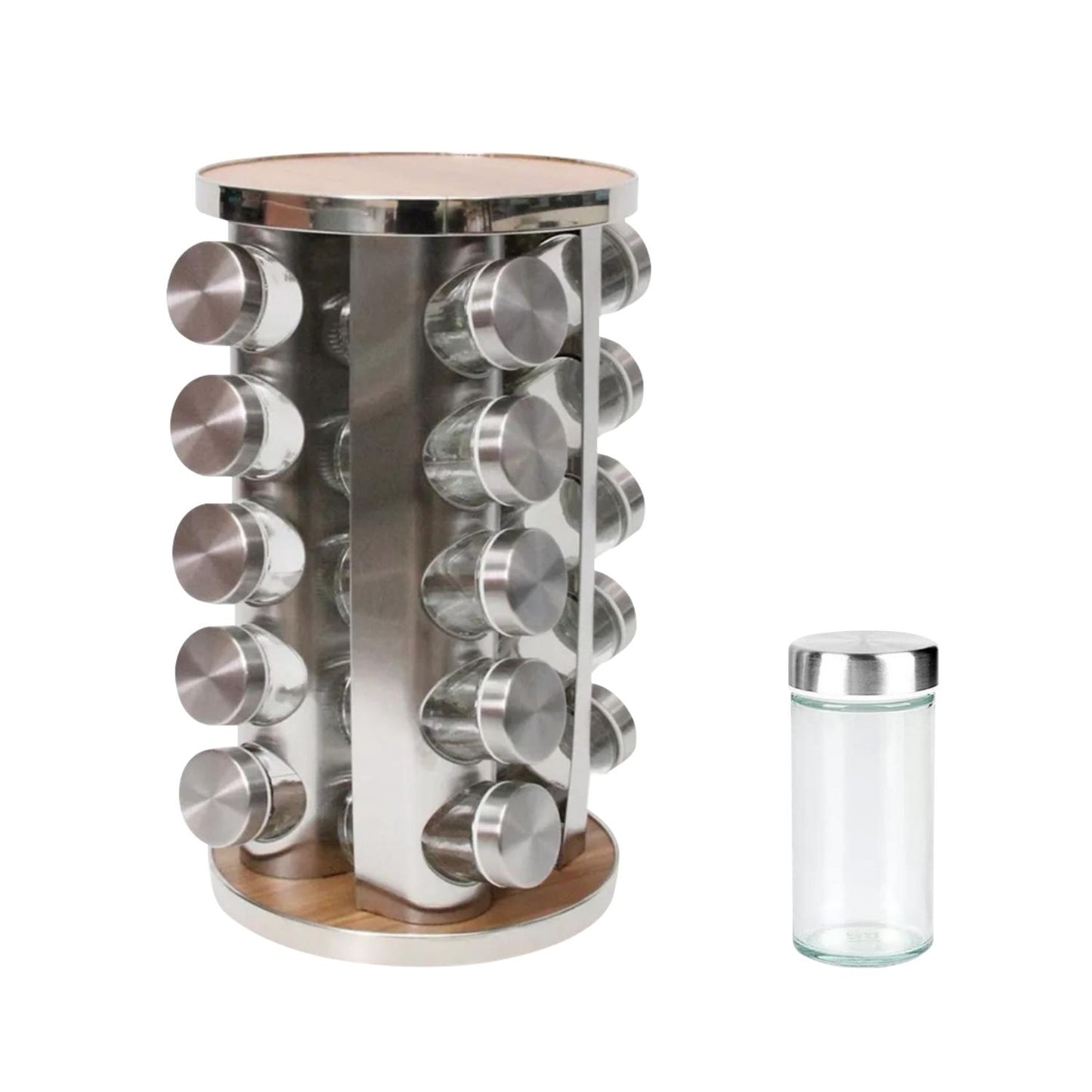 GOMINIMO Rotating Spice Rack Organizer (20 Jars) with Label Sticker and Silicone Funnel