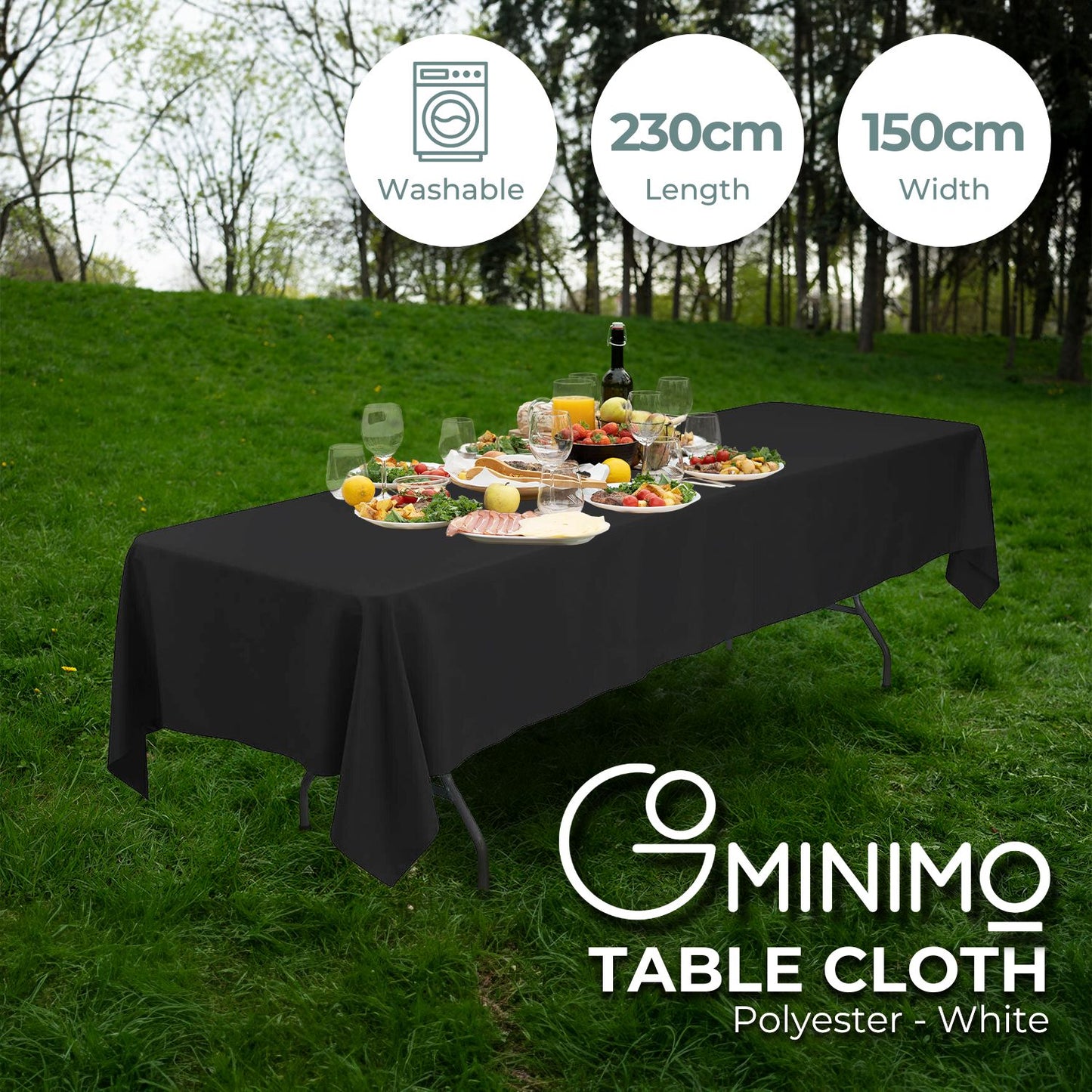 GOMINIMO Polyester Table Cloth 230cm (Black)