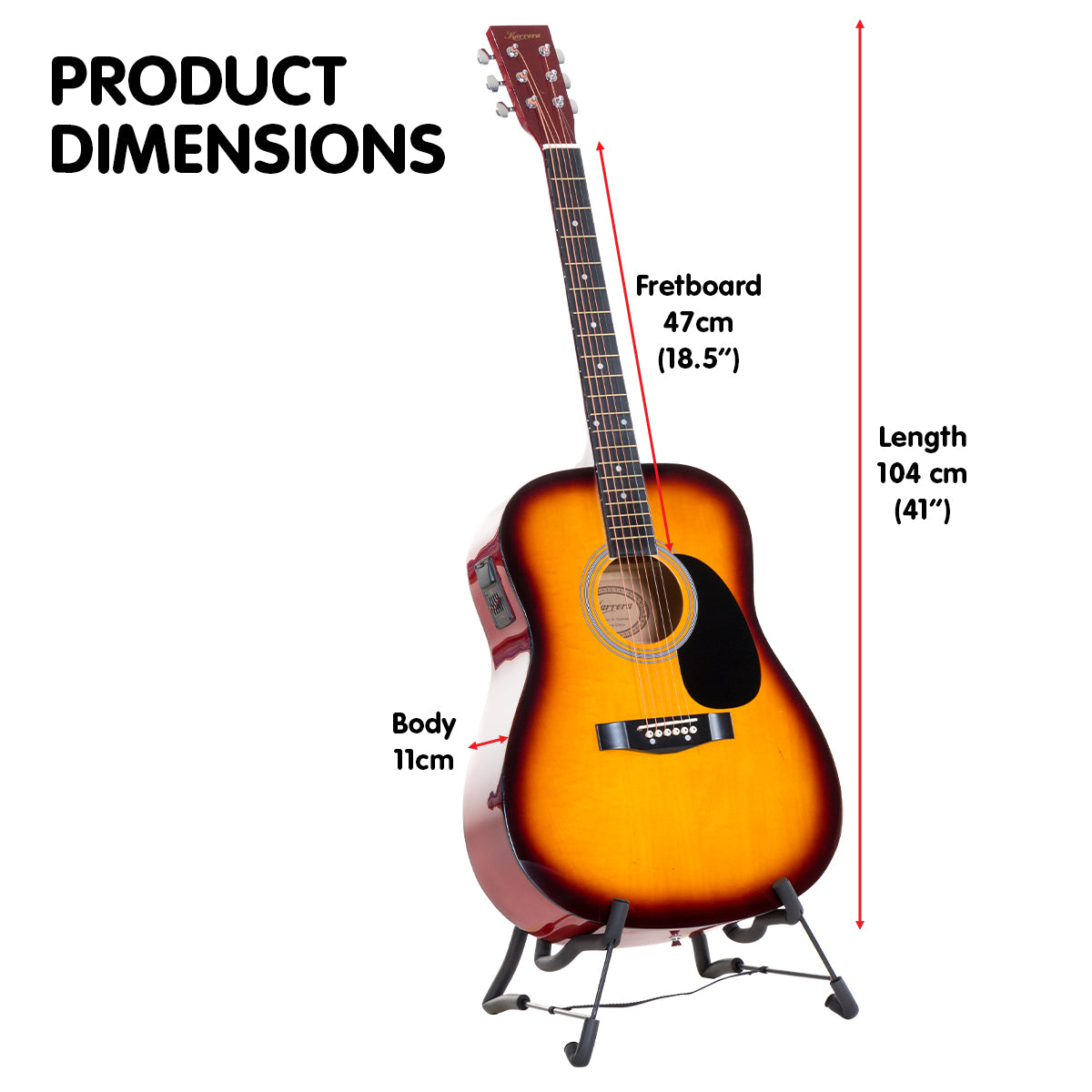 Karrera Electronic Acoustic Guitar 41in - Sunburst