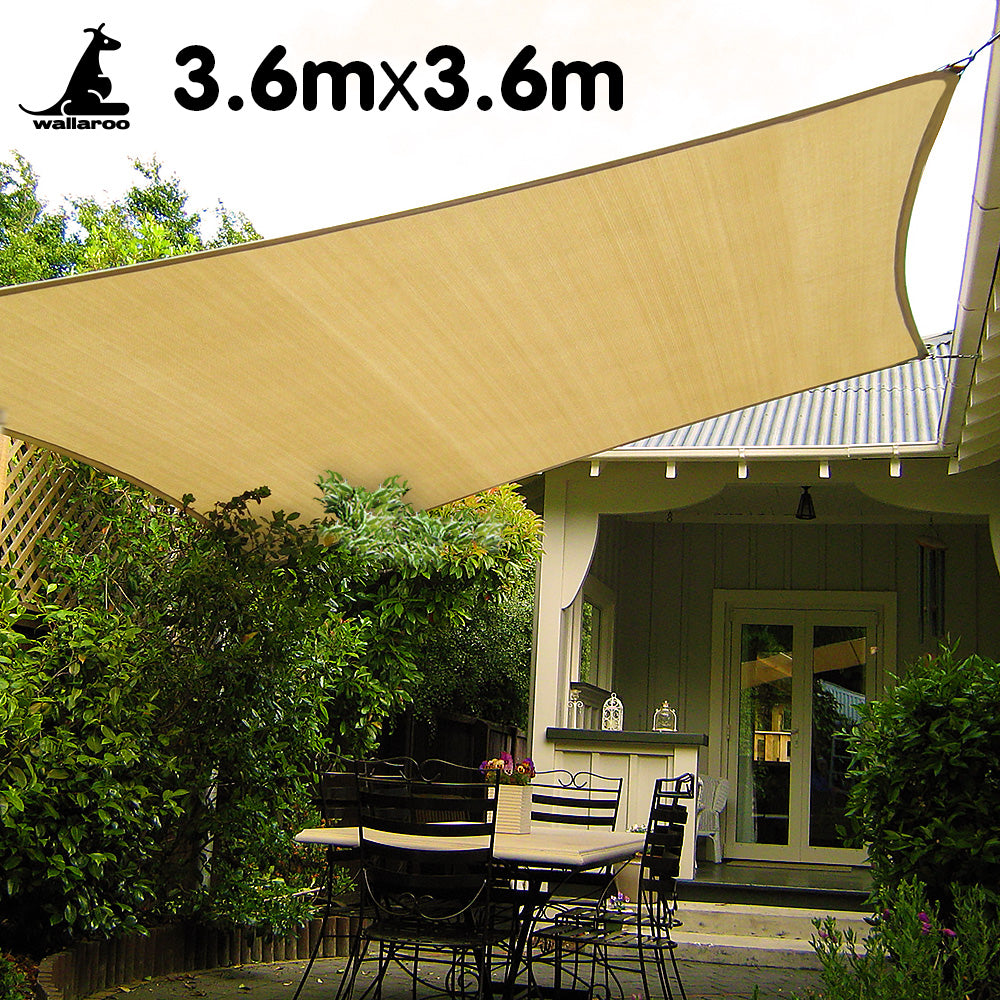 Wallaroo Square Shade Sail 3.6m x 3.6m - Sand