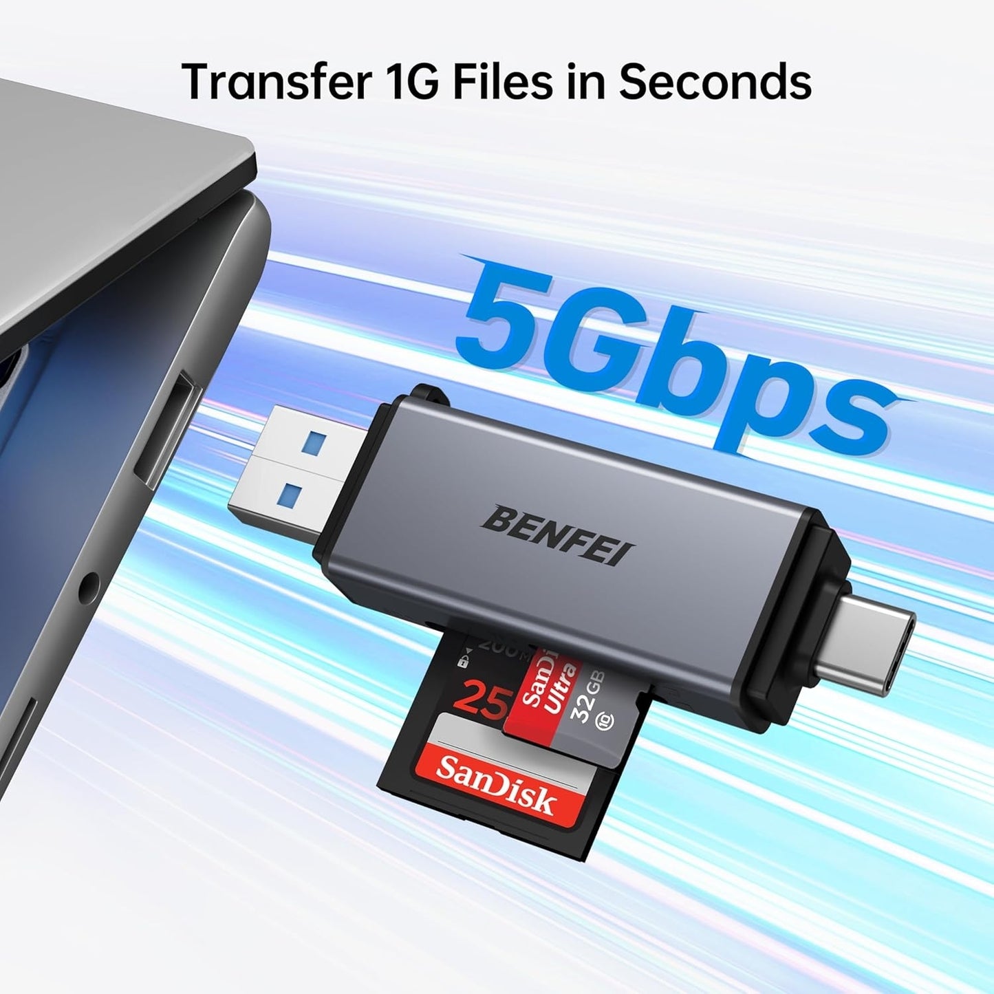 BENFEI SD Card Reader, USB C to SD Micro SD Card Memory Card Adapter