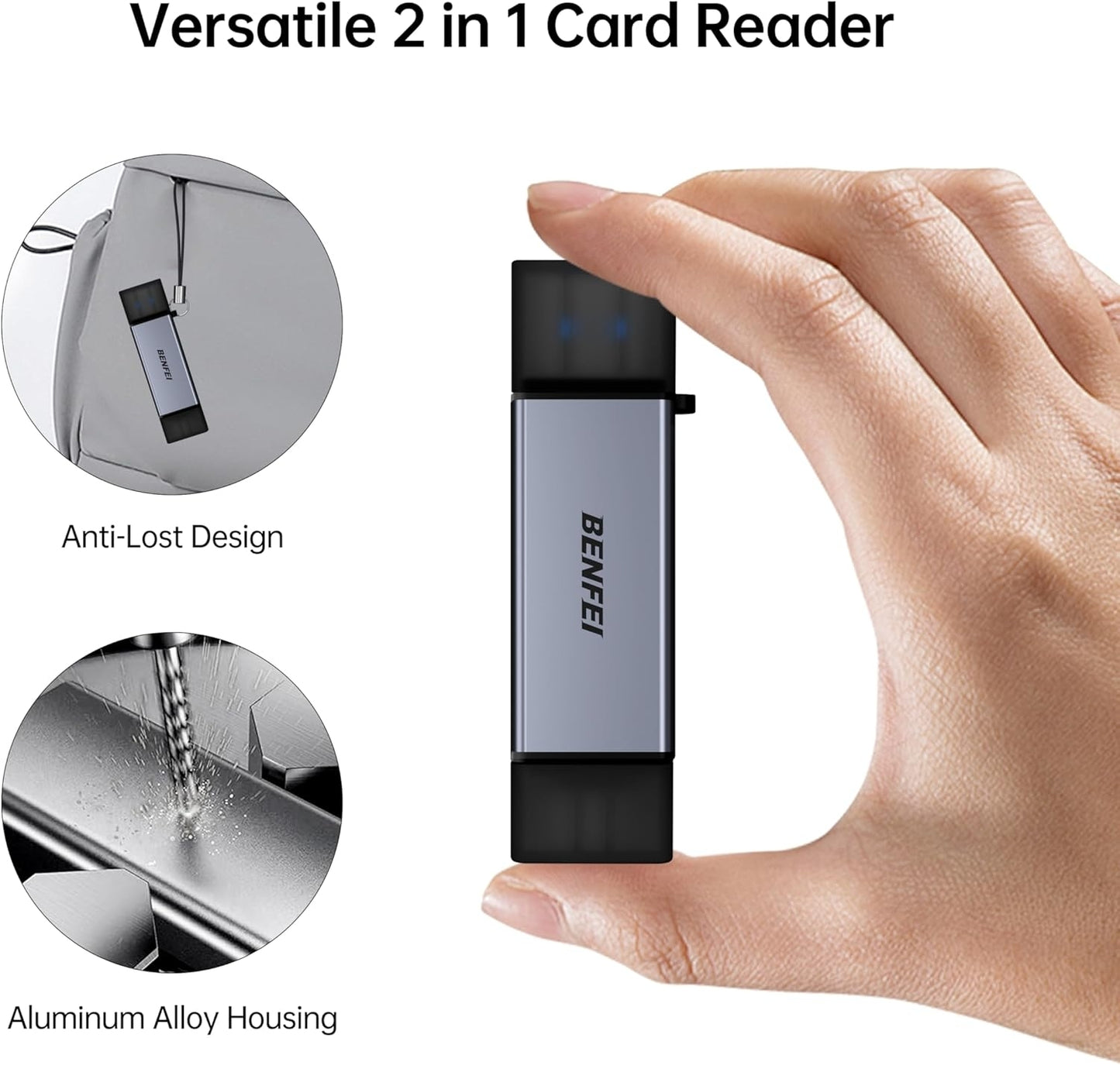 BENFEI SD Card Reader, USB C to SD Micro SD Card Memory Card Adapter