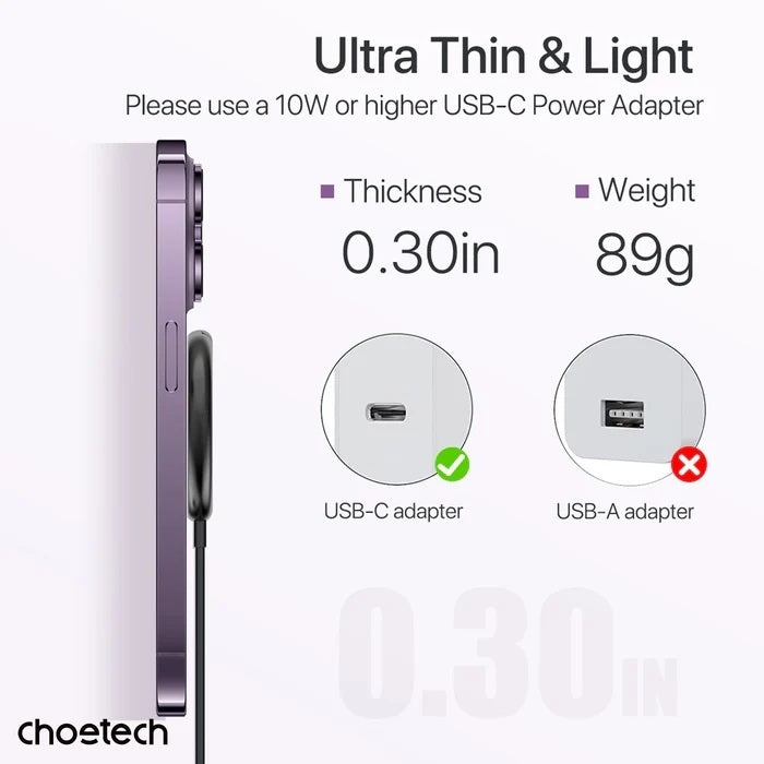 CHOETECH T697-F 15W/7.5W/5W magnetic charger for iPhone, Air Pods and more 1.5M Black