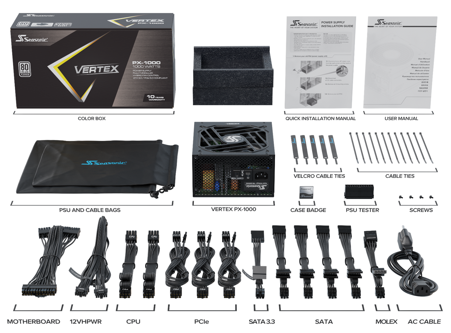 Seasonic VERTEX 1000W (PX-1000) Platinum Fully Modular PSU ATX 3.0