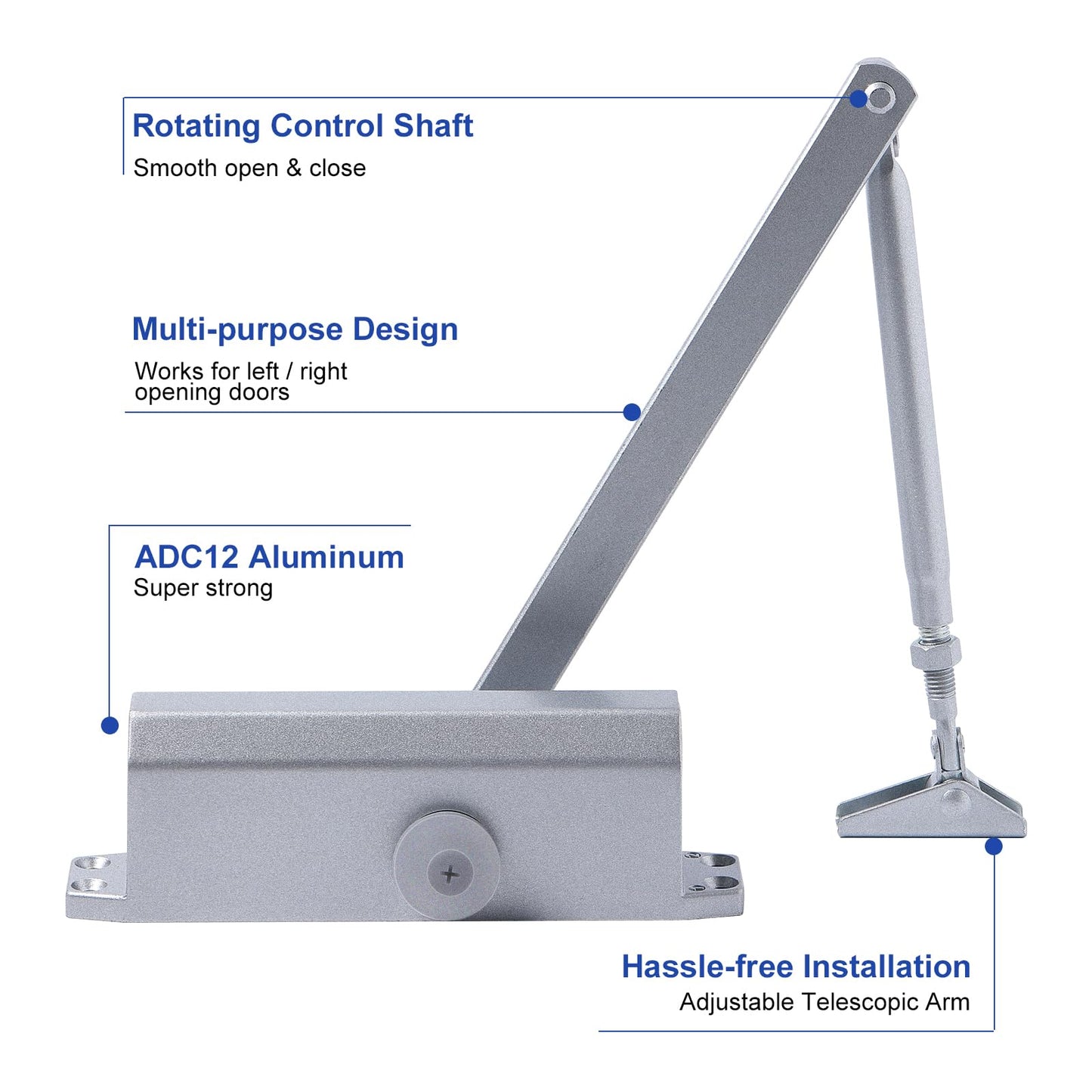 Auto Commercial Door Closers Hydraulic Door Closer for Home Commercial Door 45-60kg