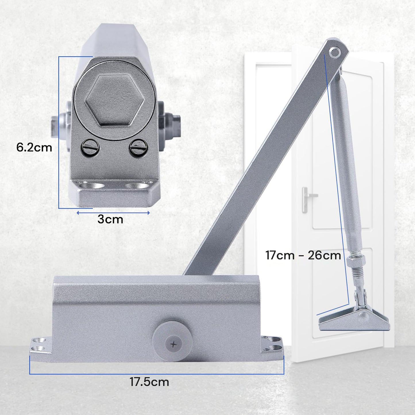 Auto Commercial Door Closers Hydraulic Door Closer for Home Commercial Door 45-60kg