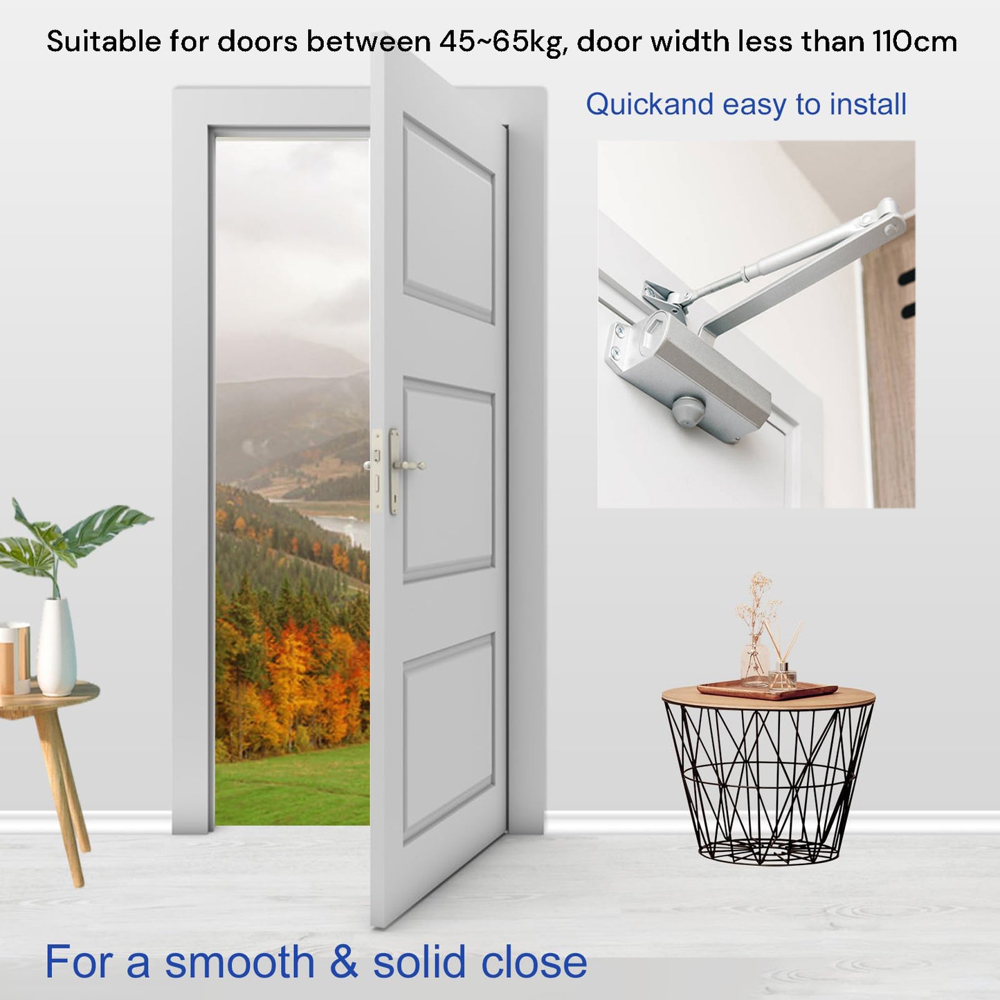 Auto Commercial Door Closers Hydraulic Door Closer for Home Commercial Door 45-60kg