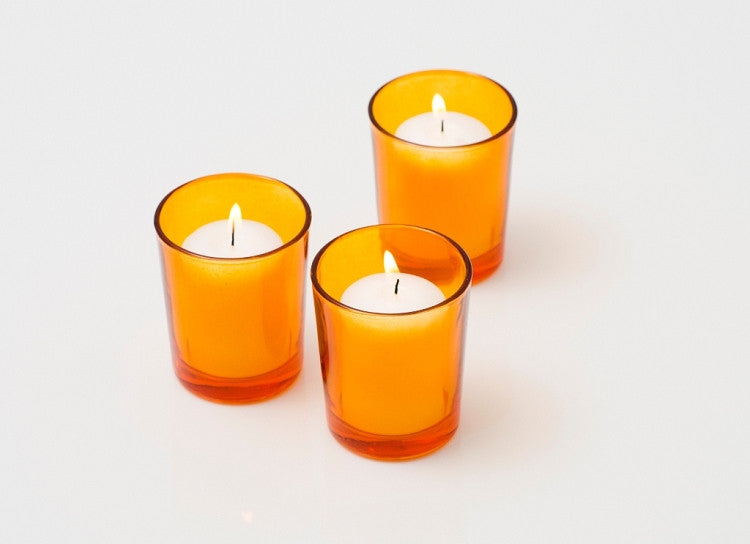 20 Pack Orange Glass Votive Tealight Candle Holders House Party Cenrepiece Xmas Wedding Decor Glass Candlestick Party Decorations Bridal Baby Shower Event