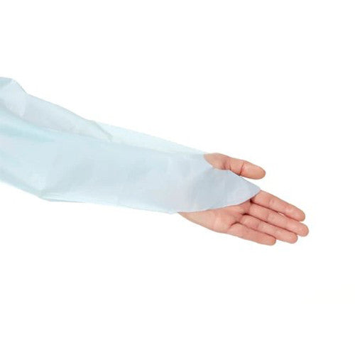 100 Pcs Disposable PPE Gown Protective Workwear Suit Thumb Hook Sleeve Coverall Apron Blue Medical Cleaning Painting