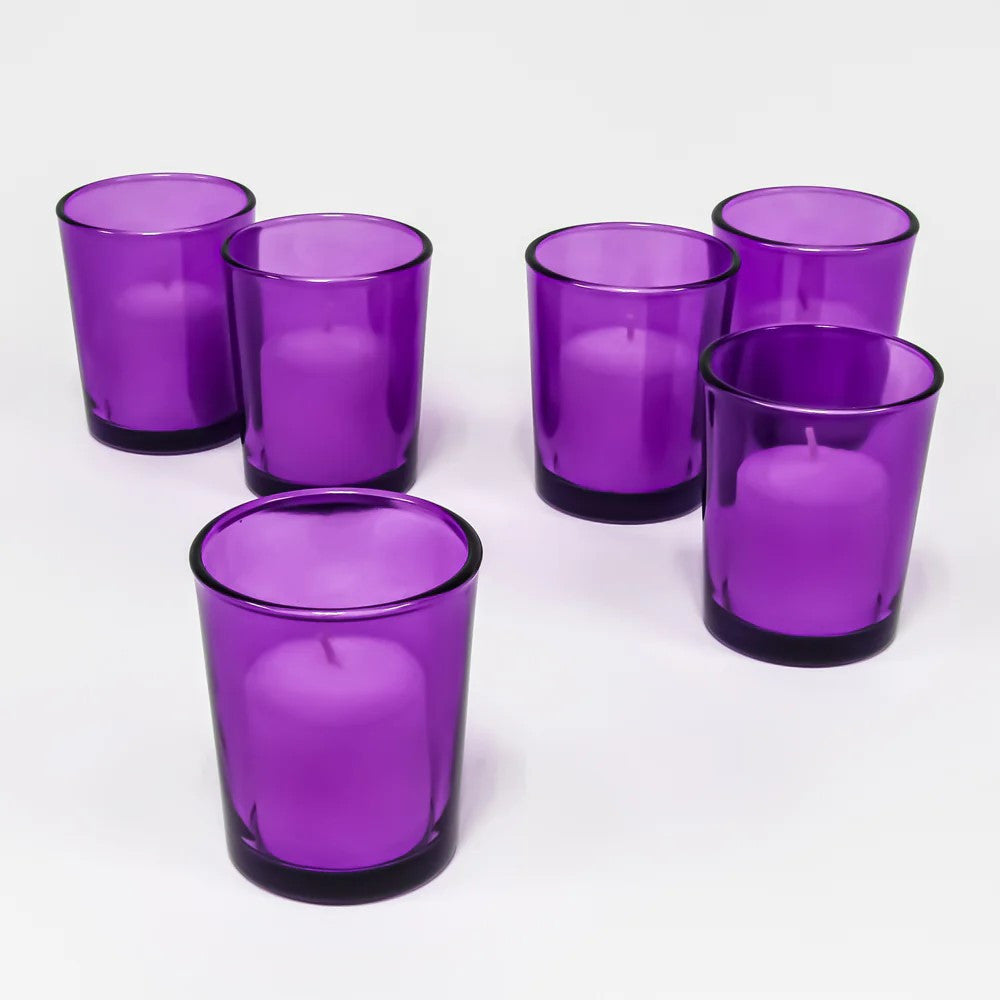 10 Pack Purple Glass Votive Tealight Candle Holders House Party Cenrepiece Xmas Wedding Decor Glass Candlestick Party Decorations Bridal Valentines Event