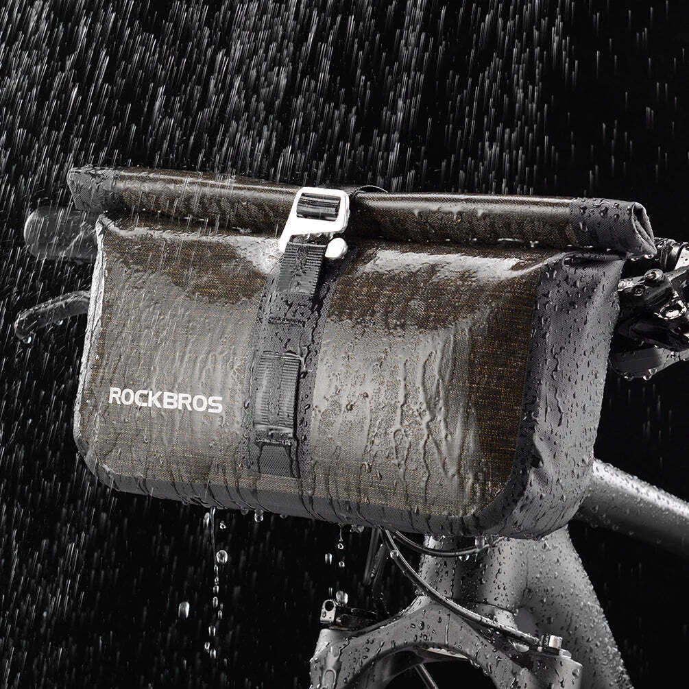 Bike Roll Bag Handlebar Panniers MTB Road Hyybrid Cruiser Commute Bike Scooter Large 5-6L Capacity Waterproof Adjustable Straps Rockbros