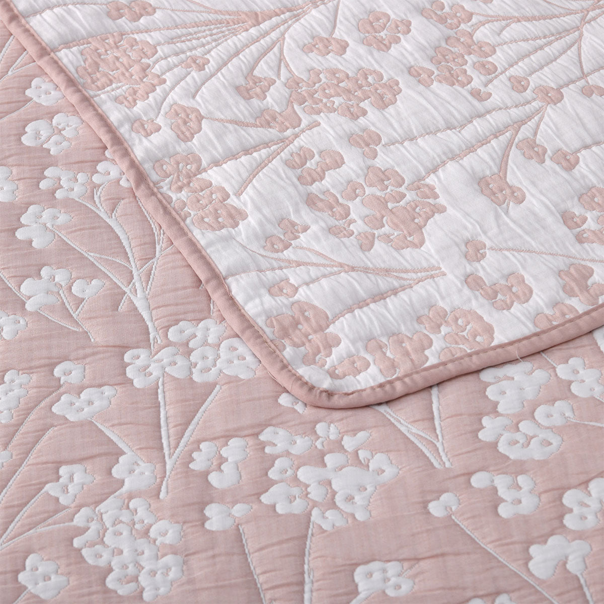 Bianca Myra Blush Floral Jacquard Bedspread Set Queen