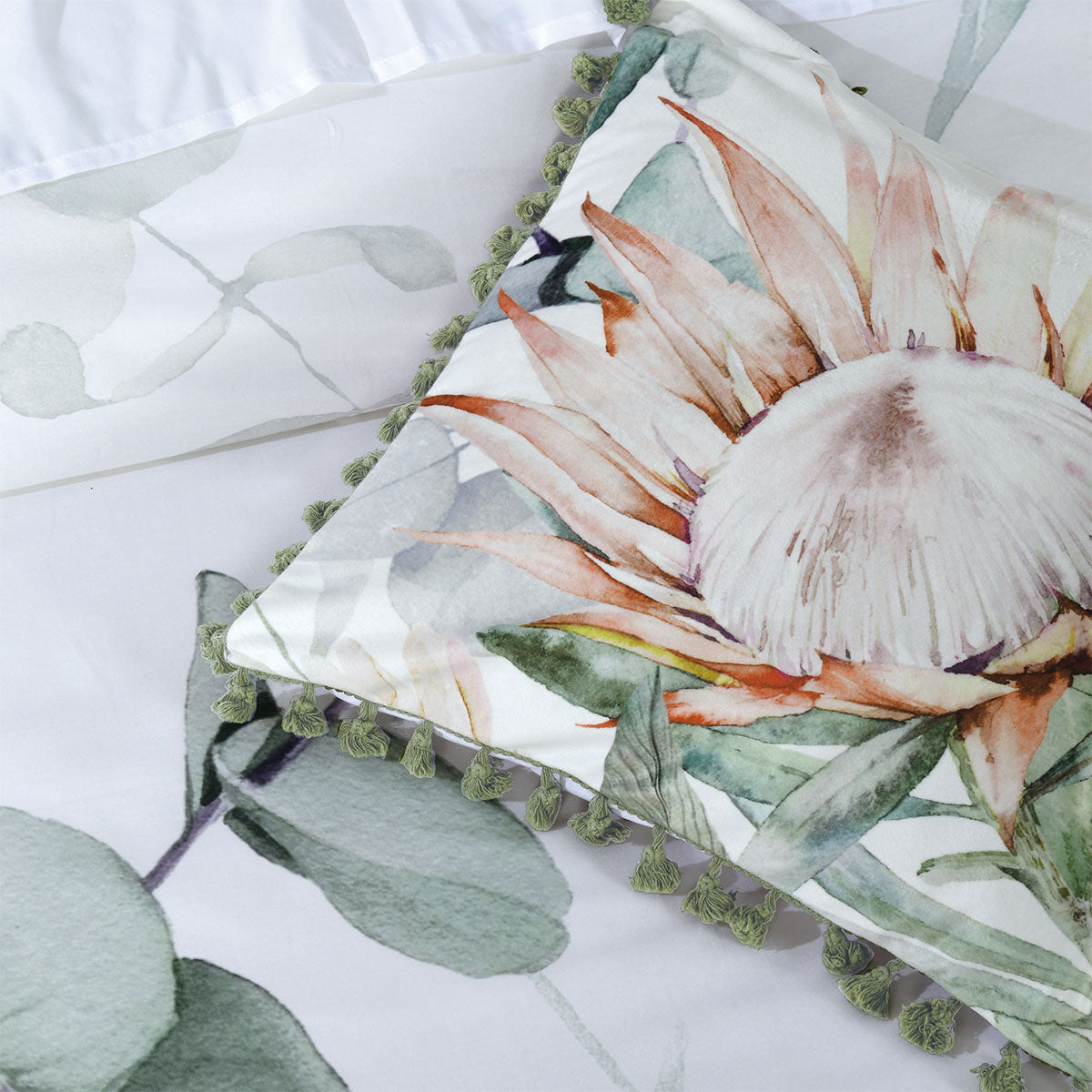 Bianca Helensvale White Floral Cotton Sateen Quilt Cover Set King