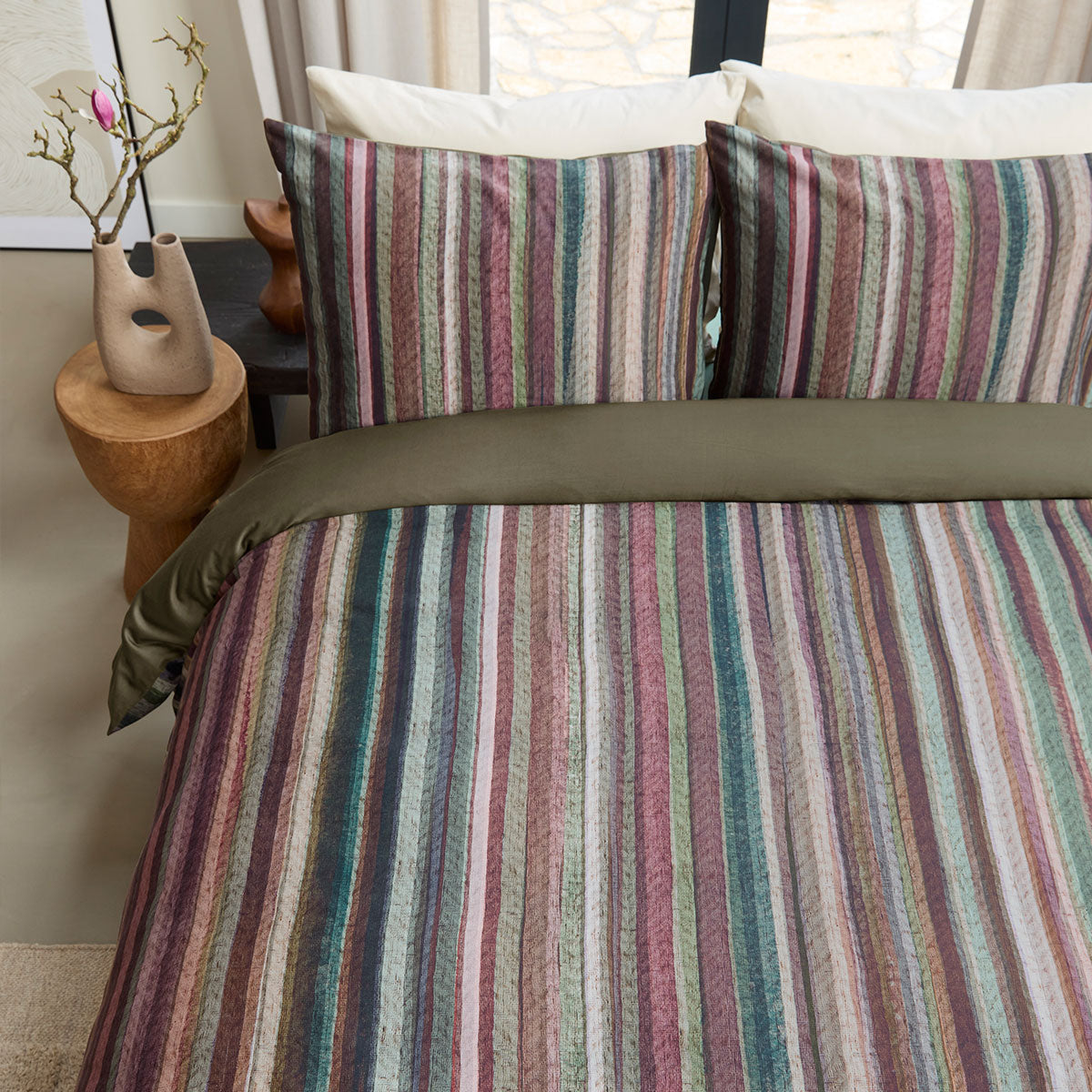 Bedding House Roman Multi Cotton Stripe Quilt Cover Set Queen