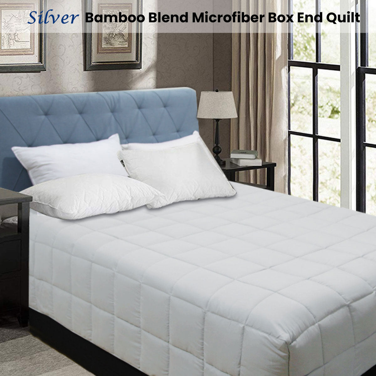 Shangri La Bamboo Blend Microfiber Box End Quilt Silver King Single