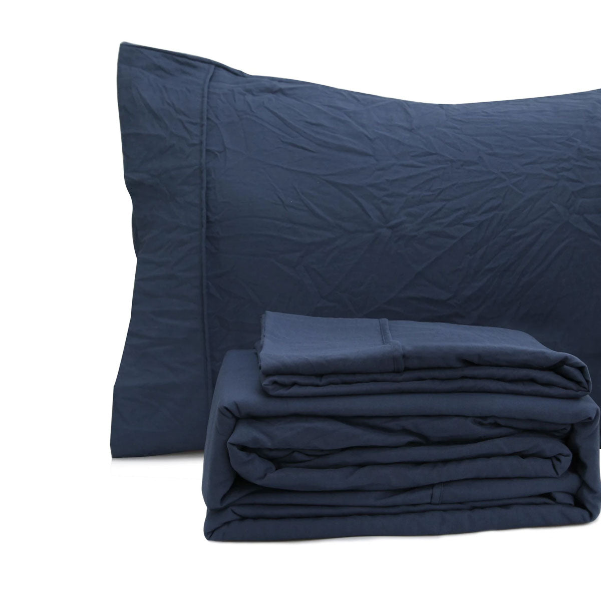 Ramesses Jeans Pebble Wash Linen Look Alternative Sheet Set Queen