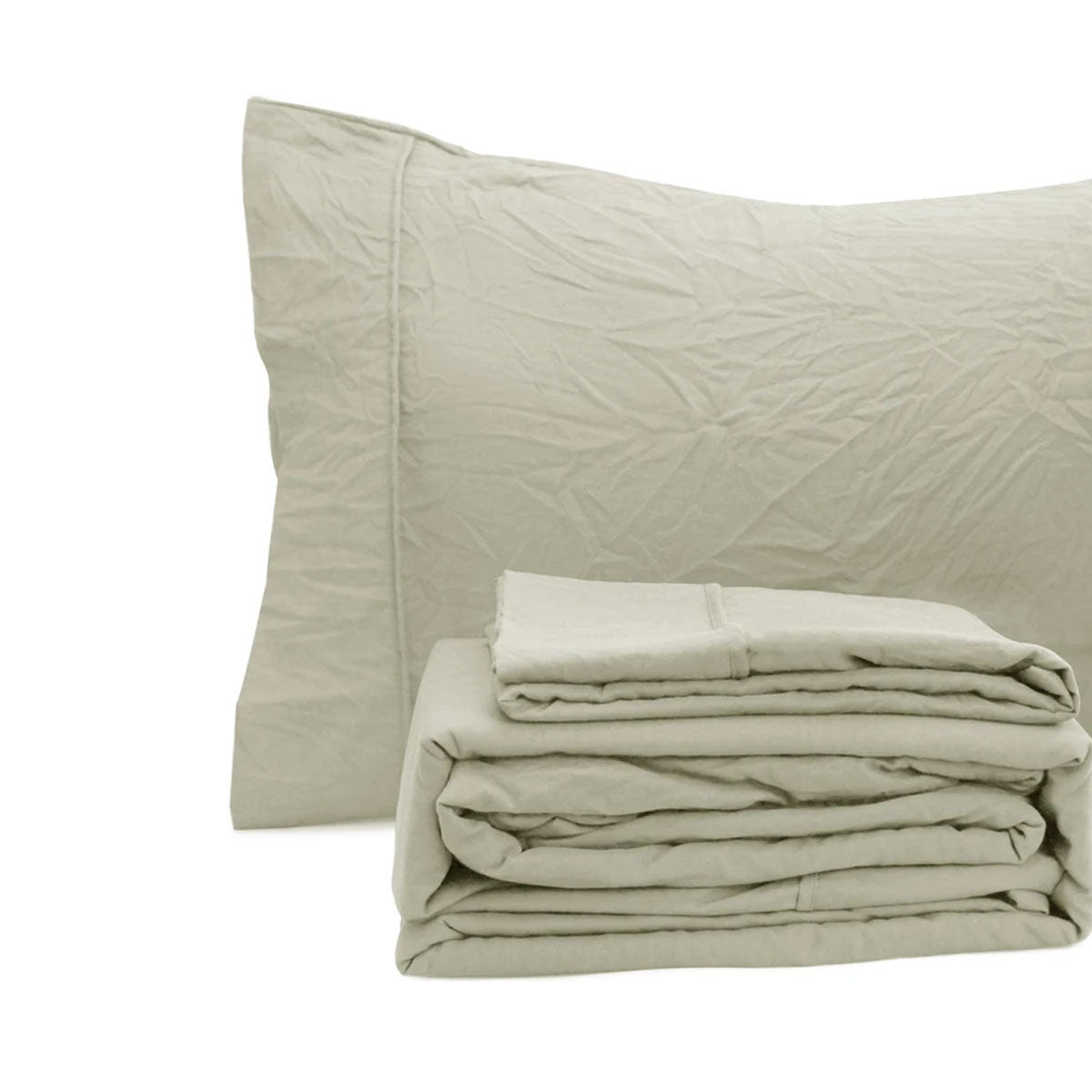 Ramesses Oatmeal Pebble Wash Linen Look Alternative Sheet Set Queen