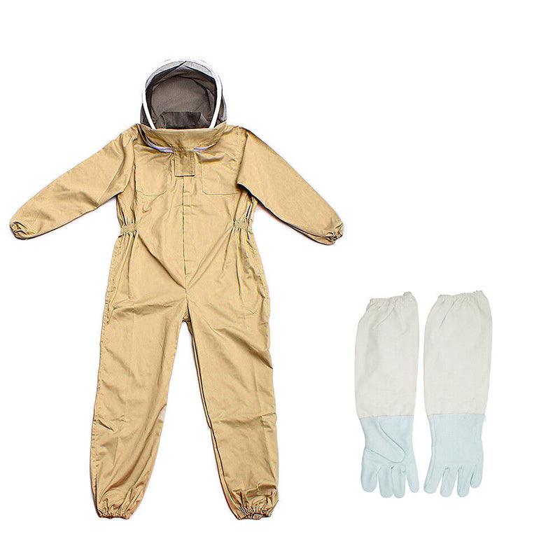Full Beekeeping Suit Bee Suit Heavy Duty Leather Ventilated Keeping Gloves - L (with Gloves)
