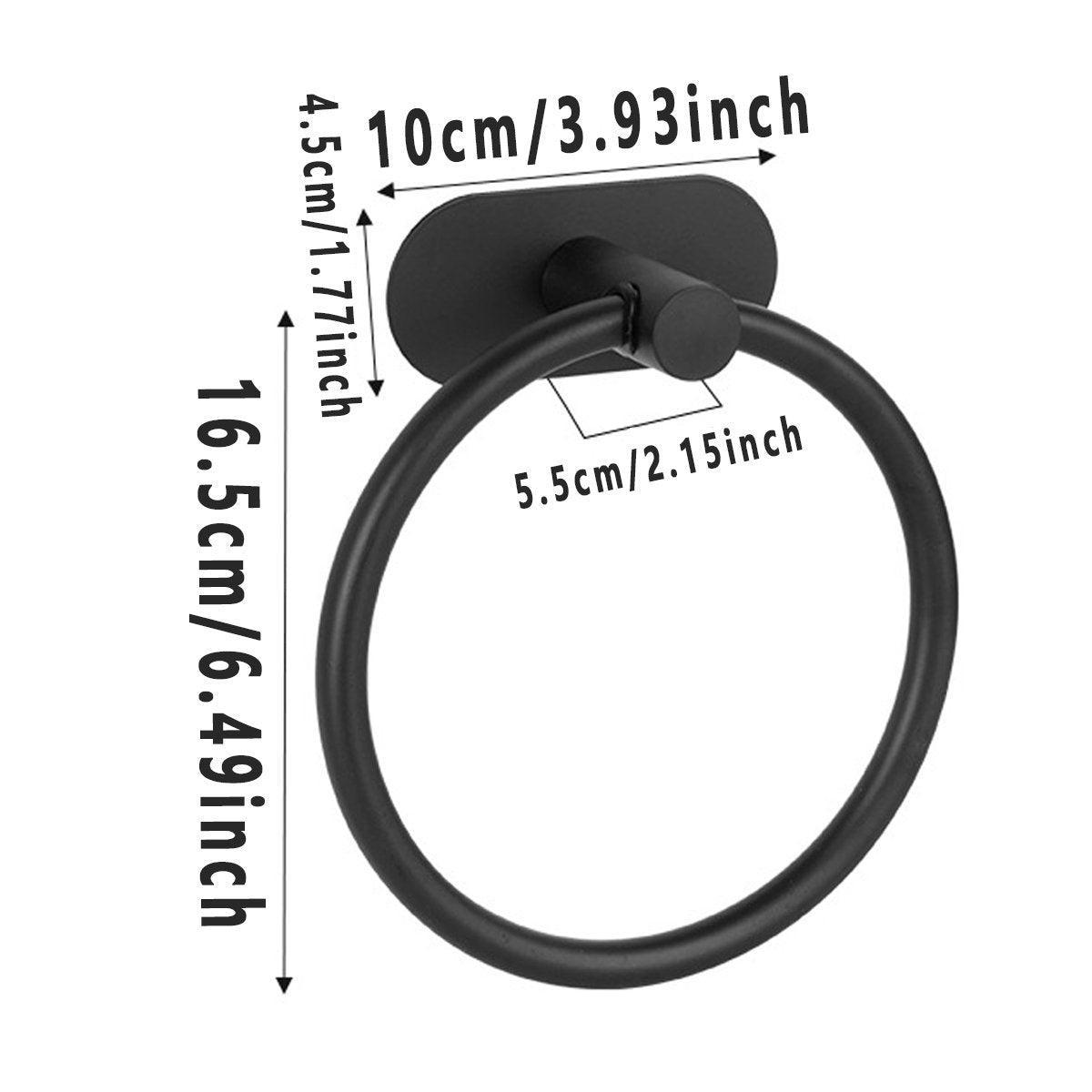 2PCS Black Nonperforated Stainless Steel Bathroom Toilet Hanging Oval Towel Ring