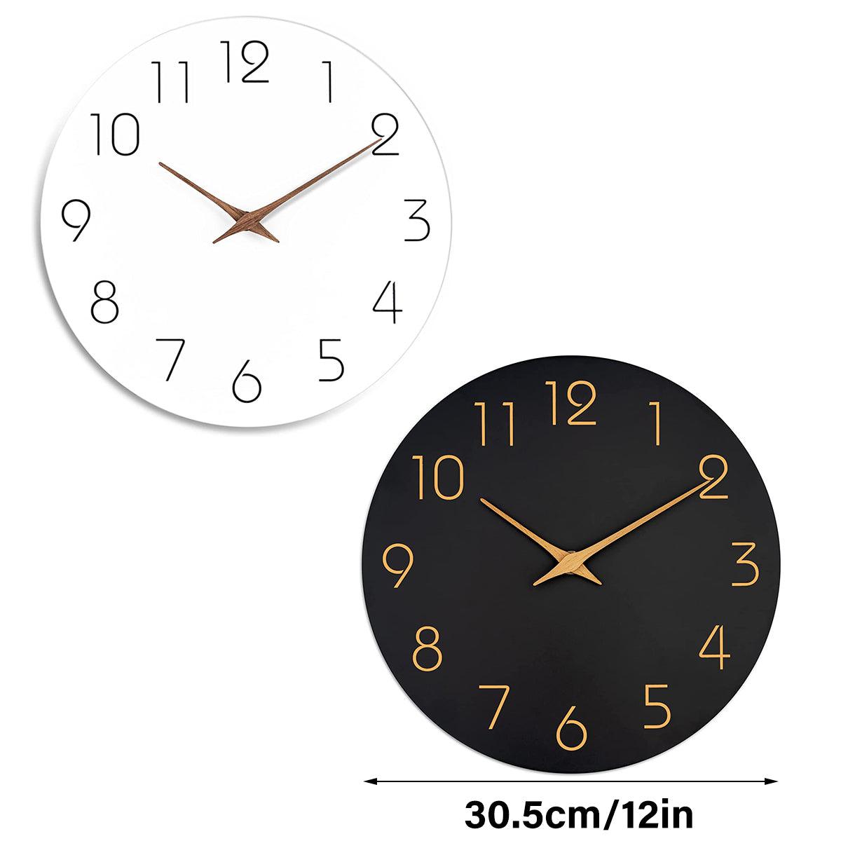 12 Inch Digital Wall Clock Simple Hanging Watch for Living Room Home Decoration - Black