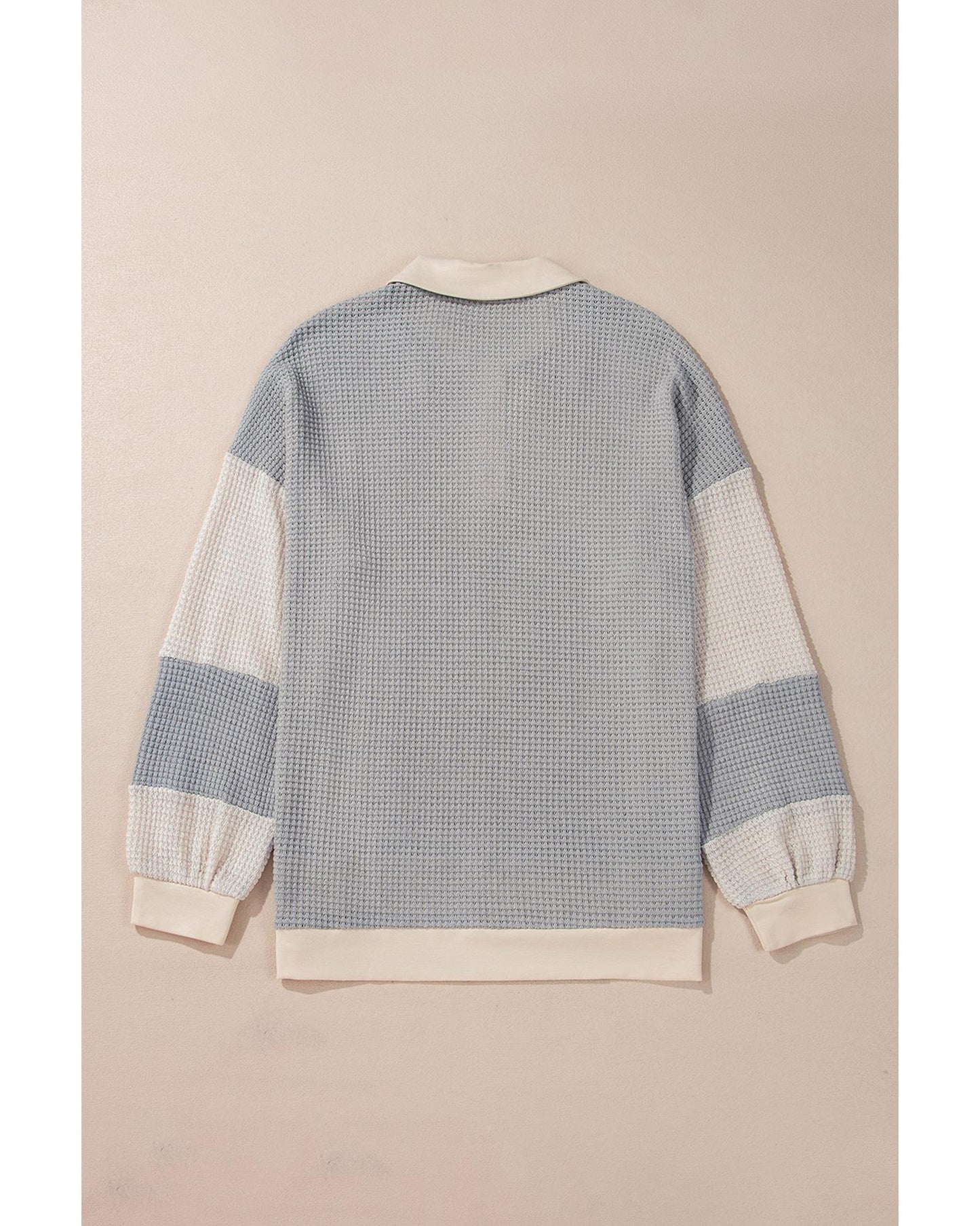 Khaki Textured Colorblock Collared Henley Top - XL