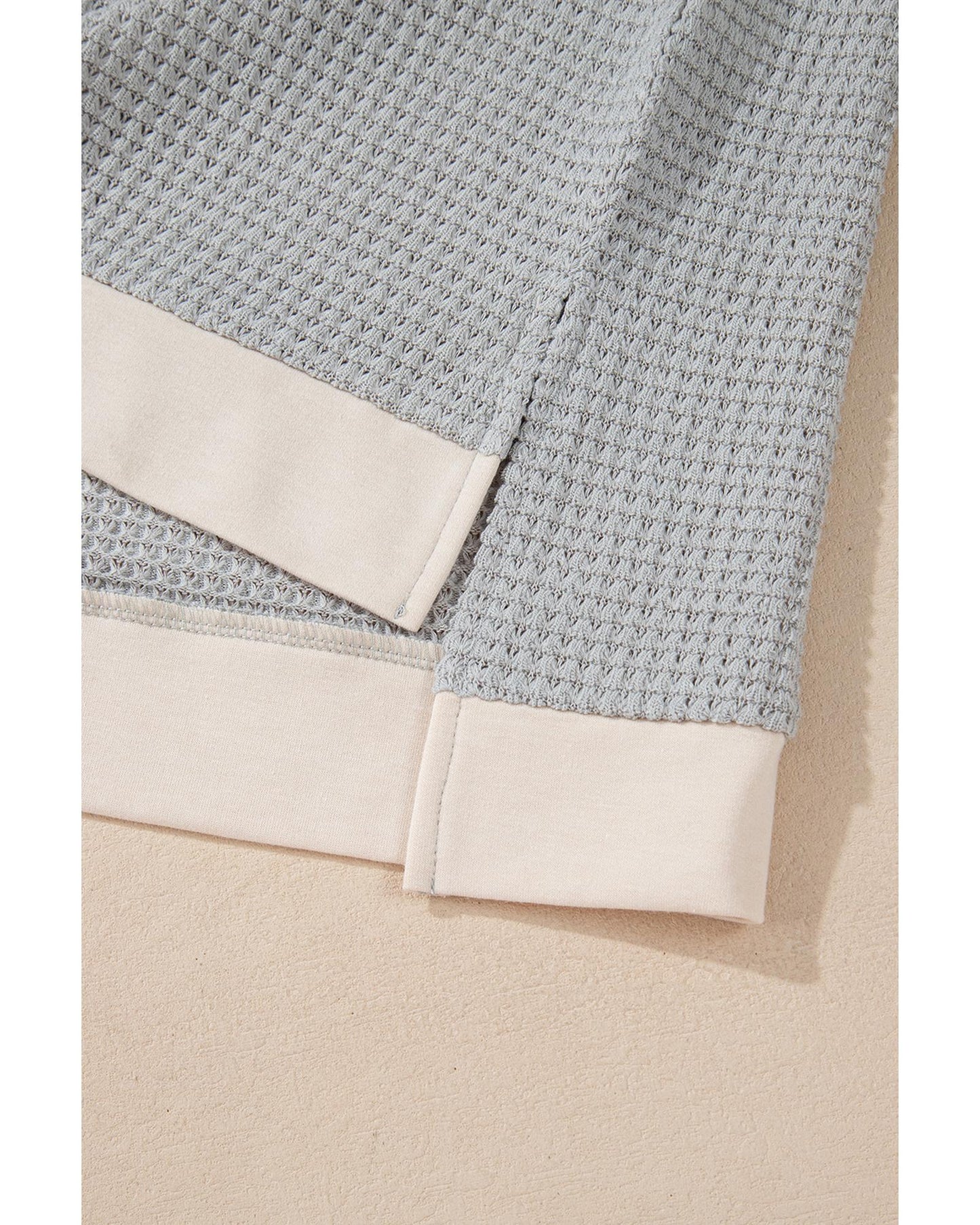 Khaki Textured Colorblock Collared Henley Top - XL