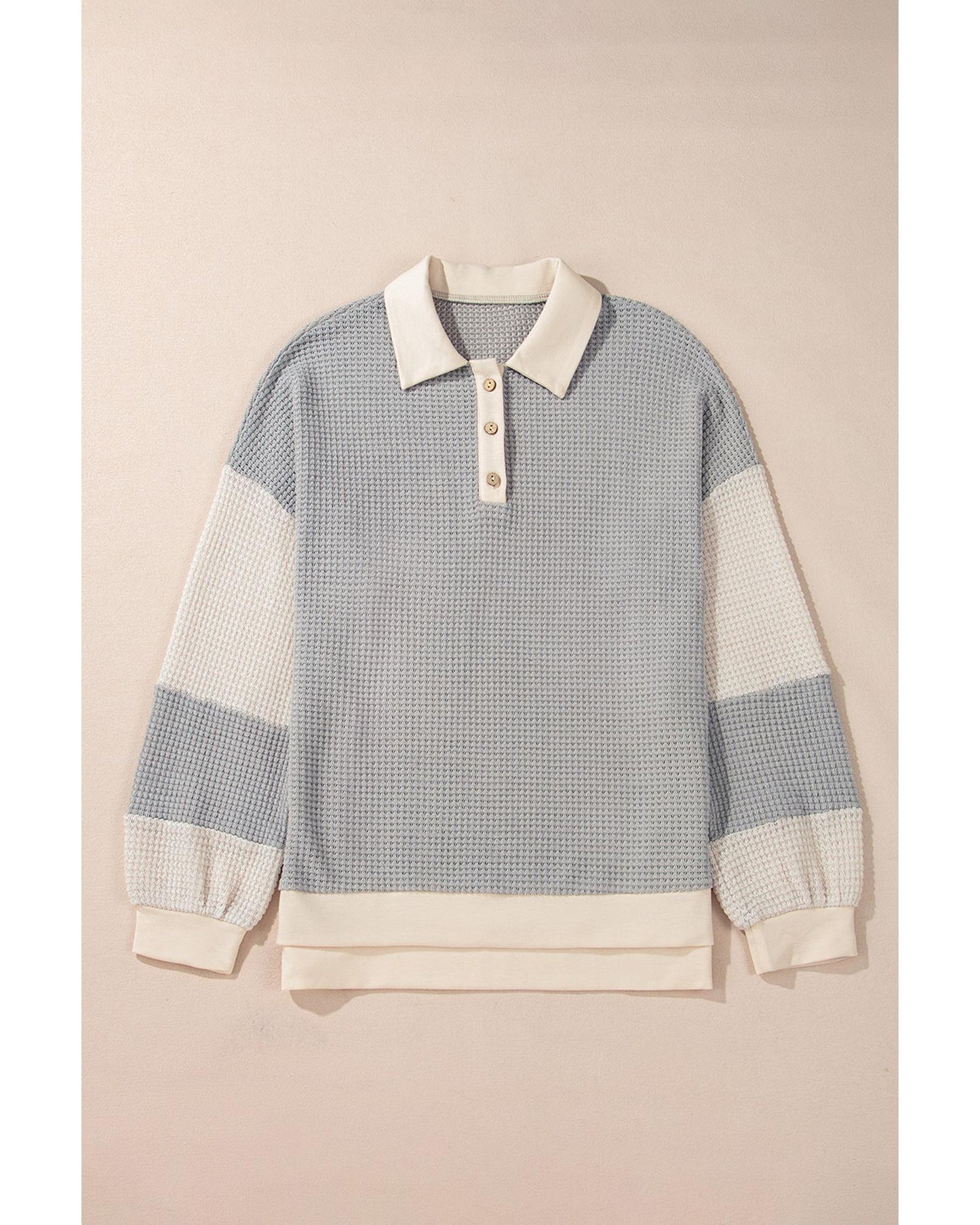 Khaki Textured Colorblock Collared Henley Top - XL