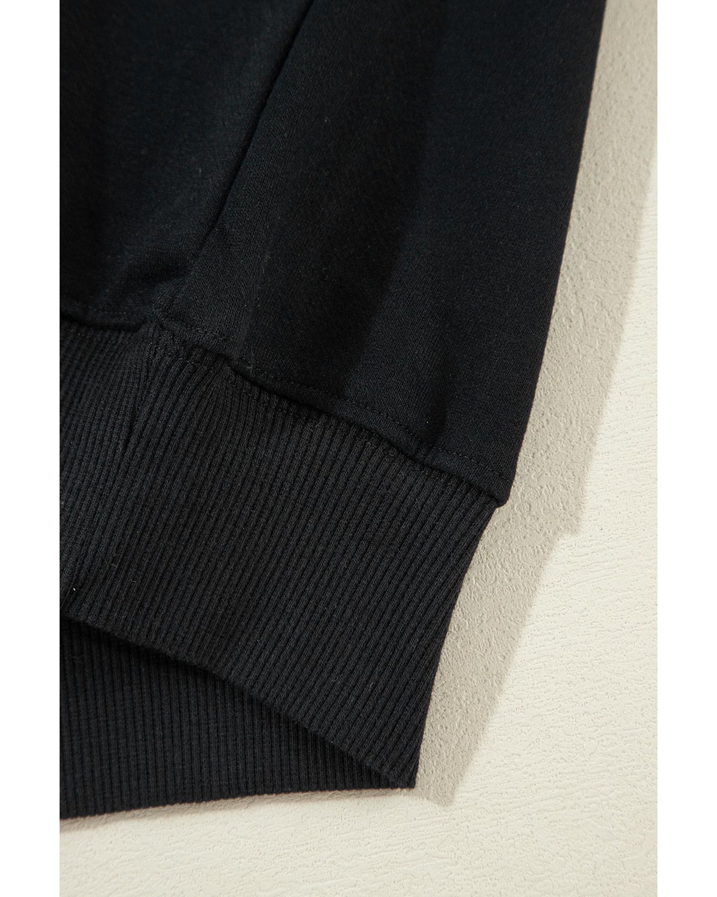 Black Fleece Lined Kangaroo Pocket Drawstring Chunky Hoodie - M