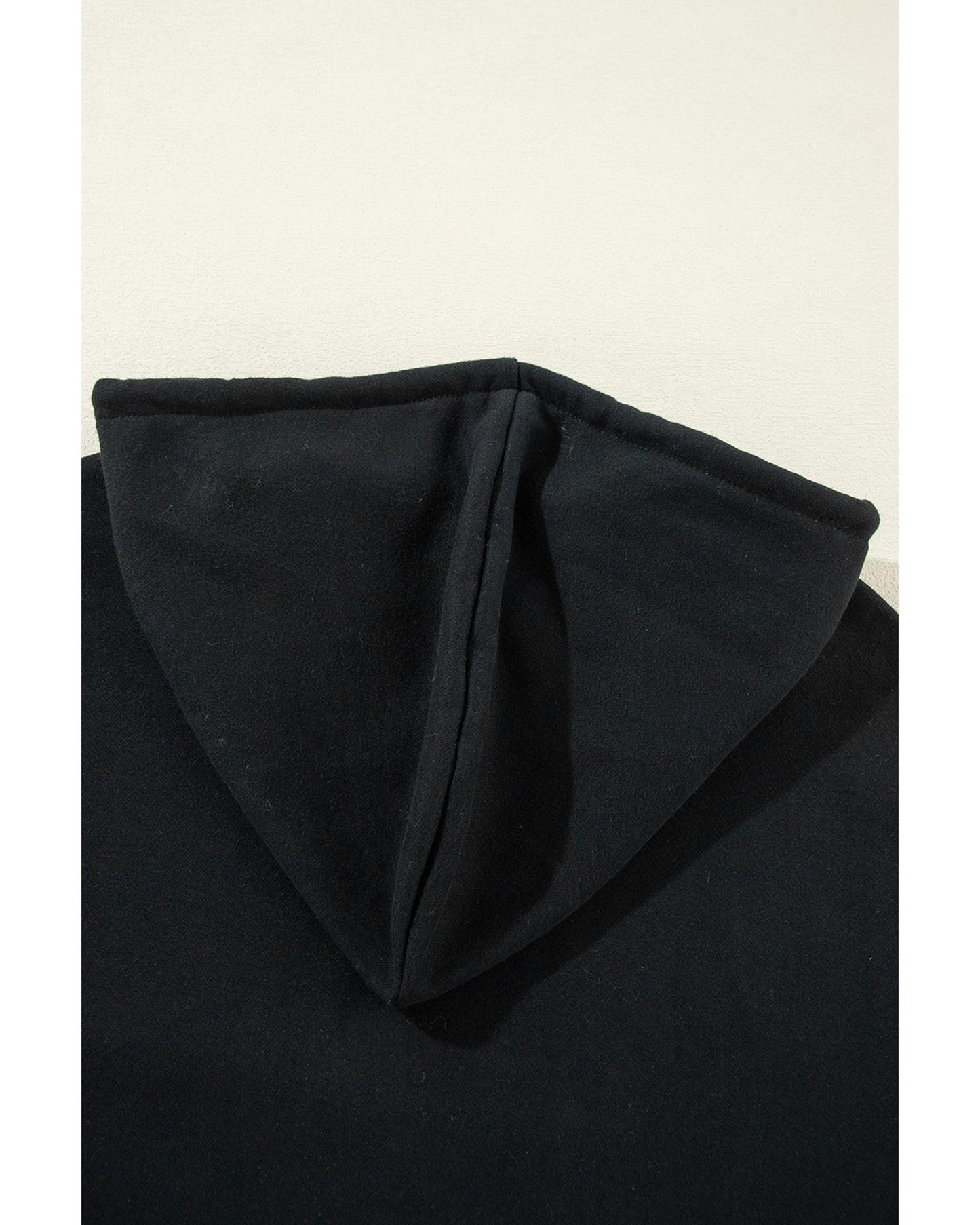 Black Fleece Lined Kangaroo Pocket Drawstring Chunky Hoodie - M