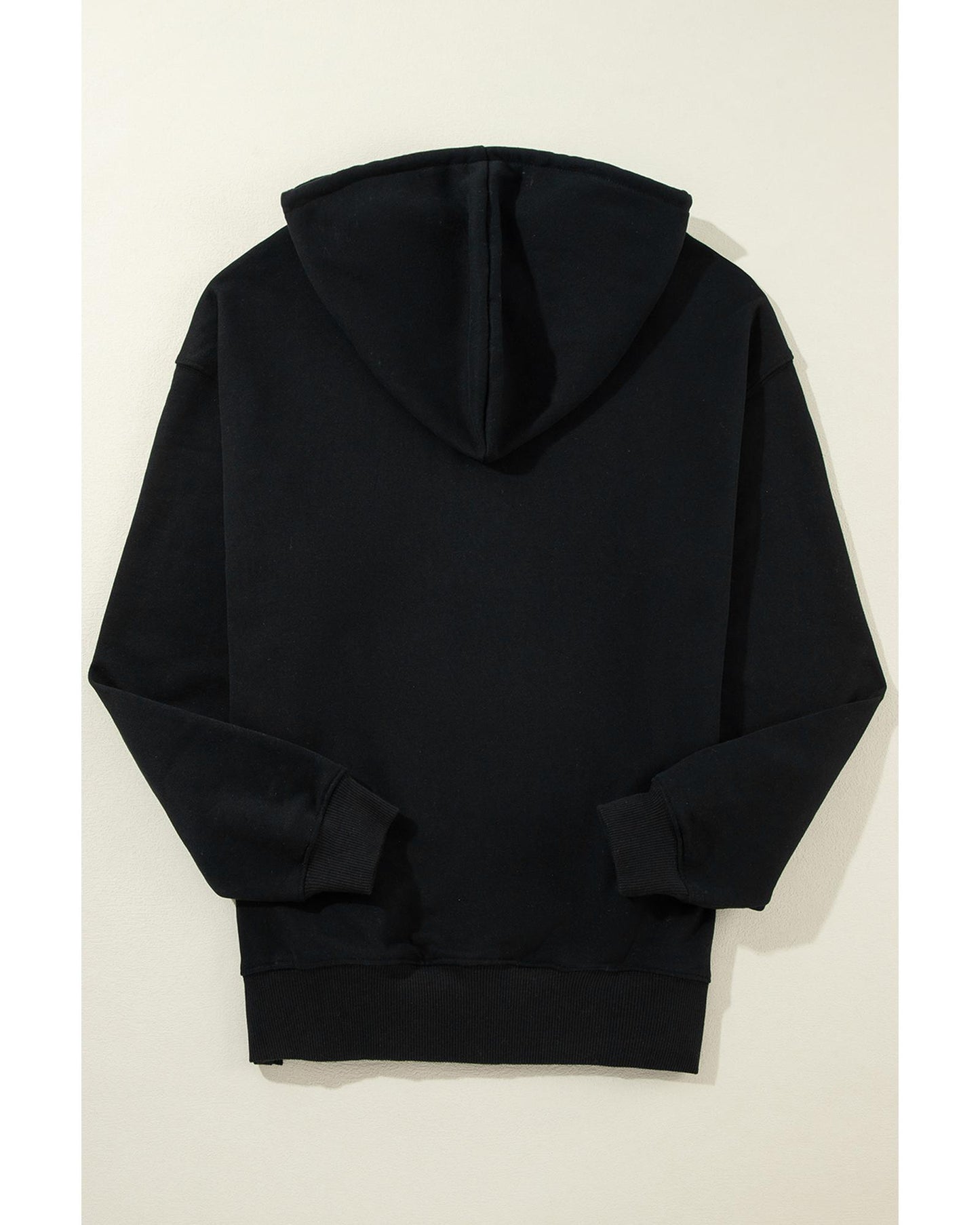 Black Fleece Lined Kangaroo Pocket Drawstring Chunky Hoodie - XL