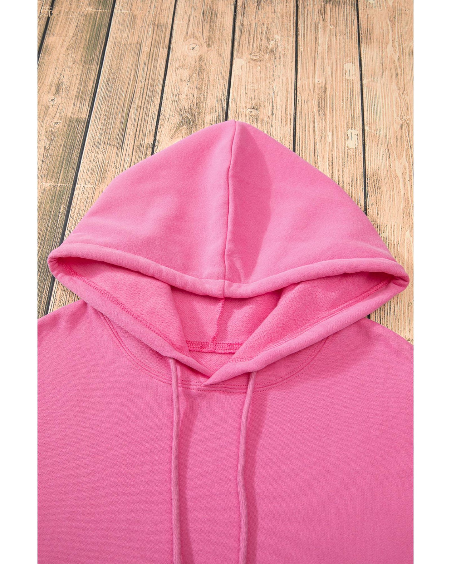 Bonbon Fleece Lined Kangaroo Pocket Drawstring Chunky Hoodie - L