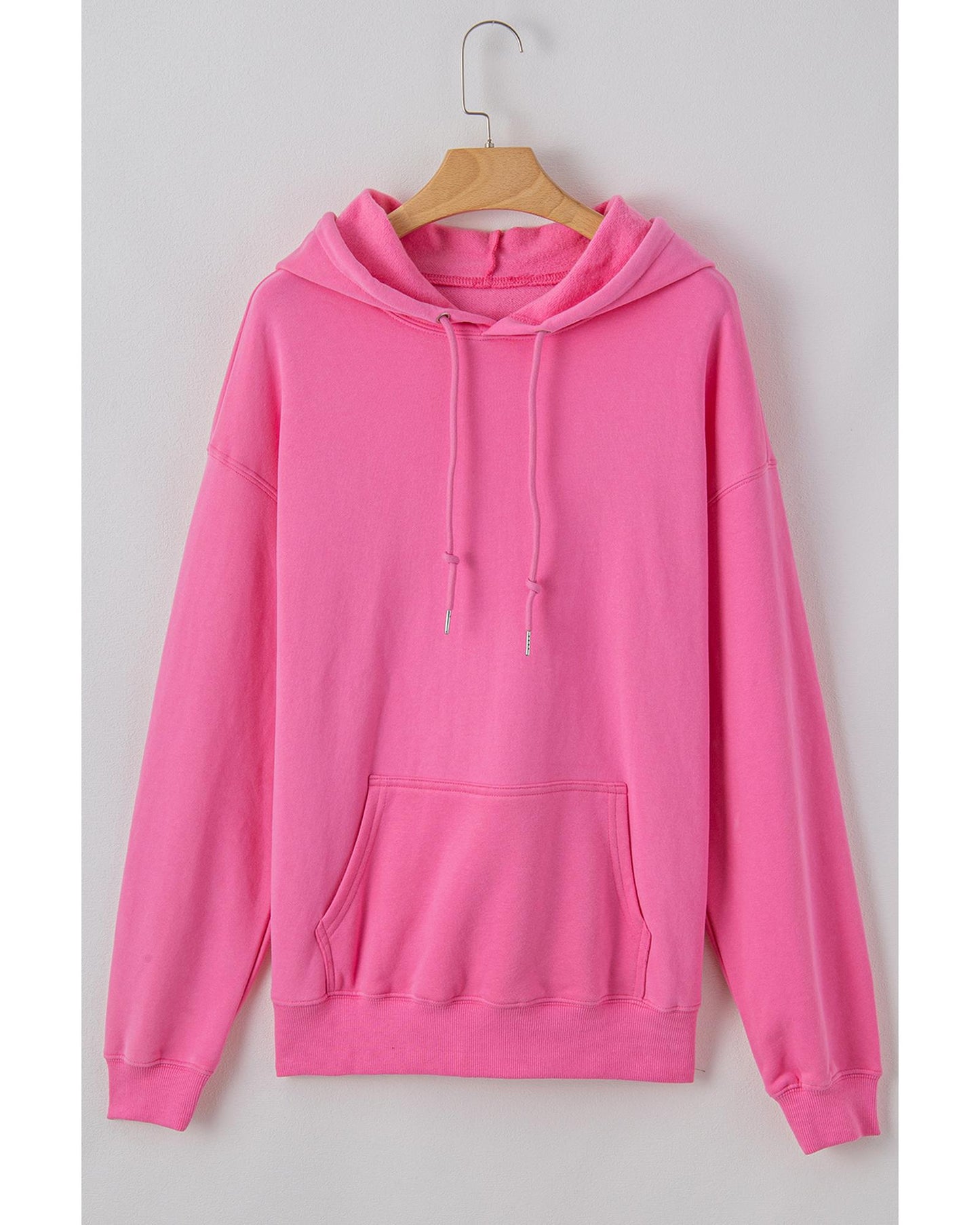 Bonbon Fleece Lined Kangaroo Pocket Drawstring Chunky Hoodie - M