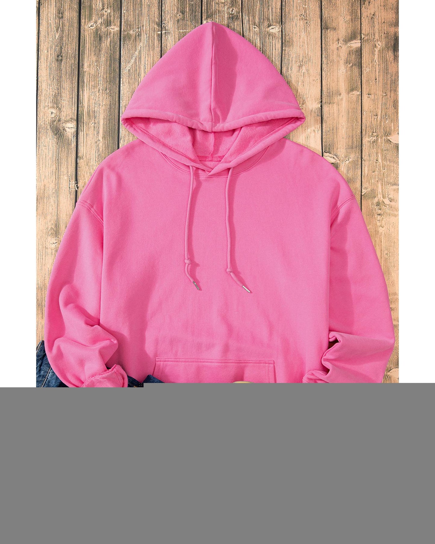 Bonbon Fleece Lined Kangaroo Pocket Drawstring Chunky Hoodie - XL