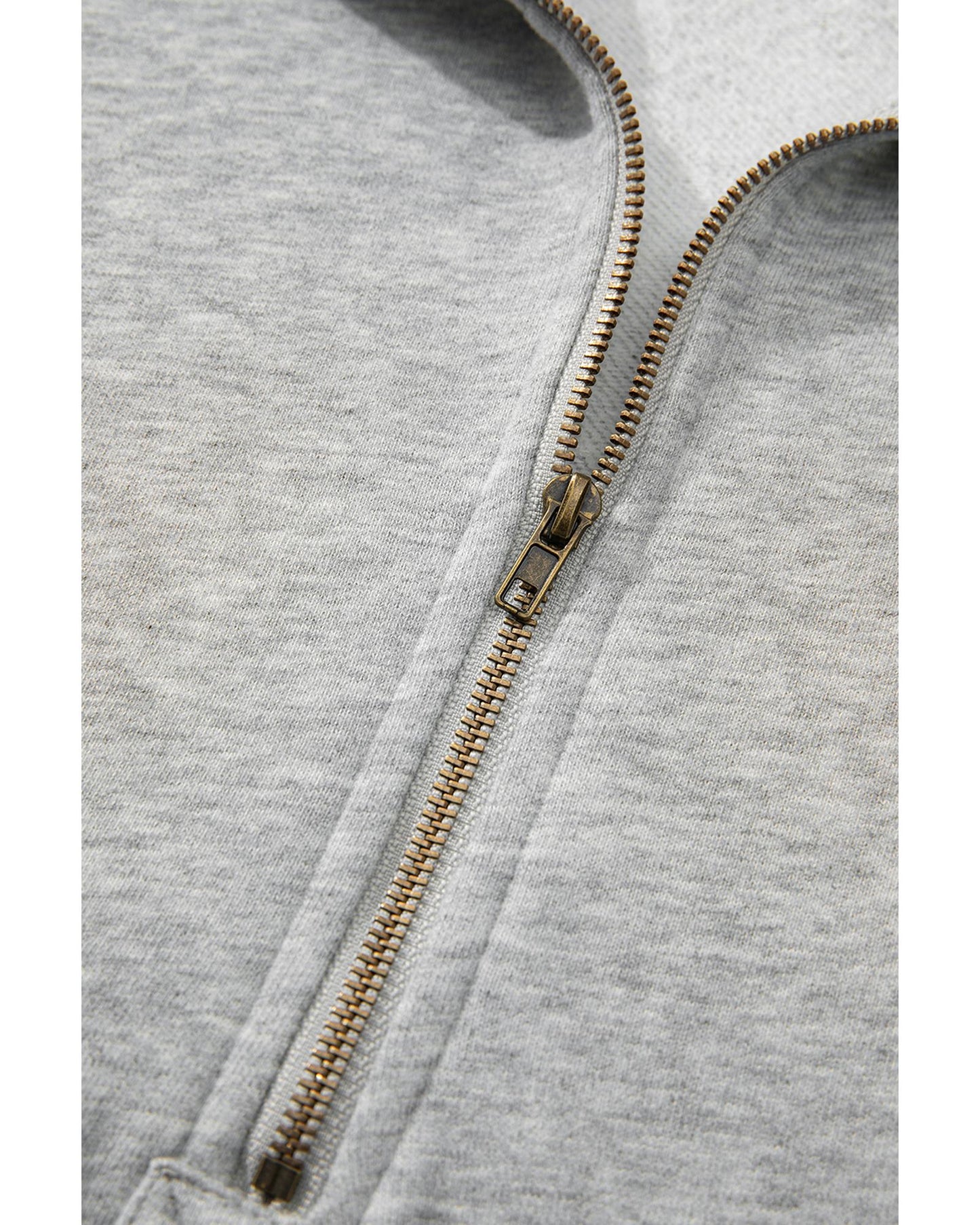 Light Grey Fleece Lined Half Zipper Kangaroo Pockets Loose Hoodie - 2XL