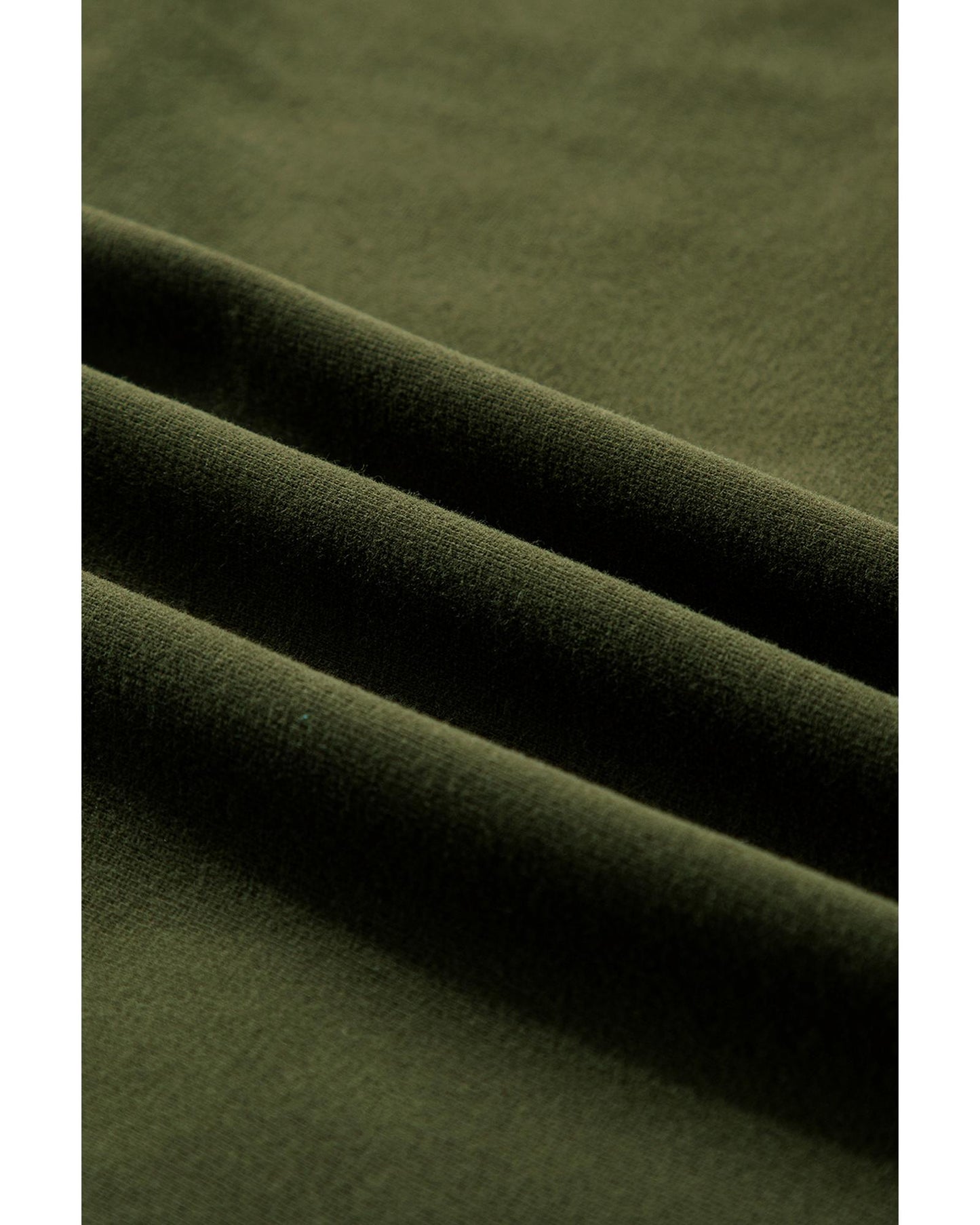 Moss Green Fleece Lined Half Zipper Kangaroo Pockets Loose Hoodie - M
