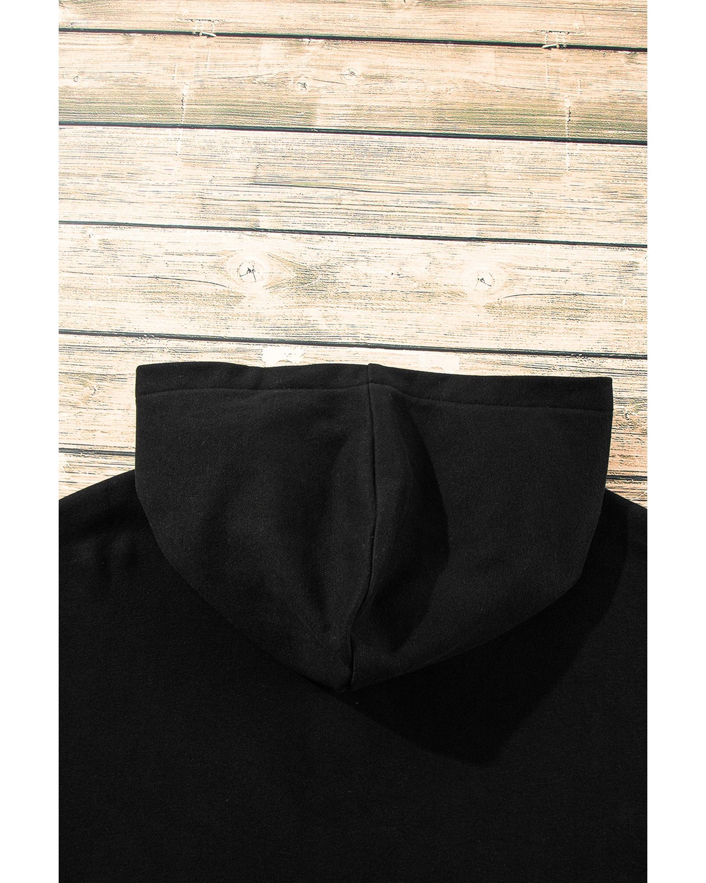 Black Fleece Lined Half Zipper Kangaroo Pockets Loose Hoodie - L