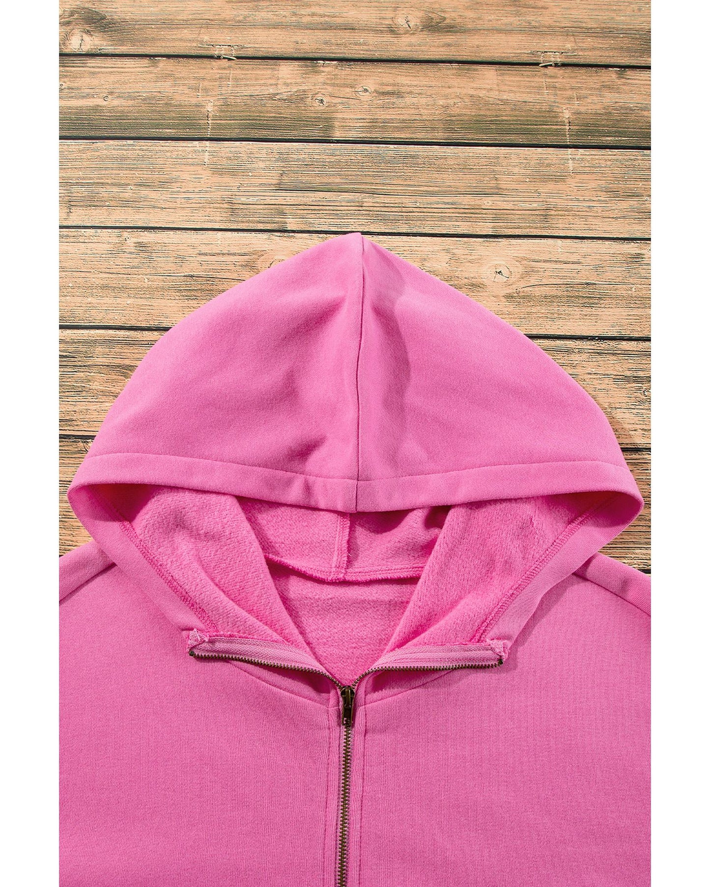 Bonbon Fleece Lined Half Zipper Kangaroo Pockets Loose Hoodie - L