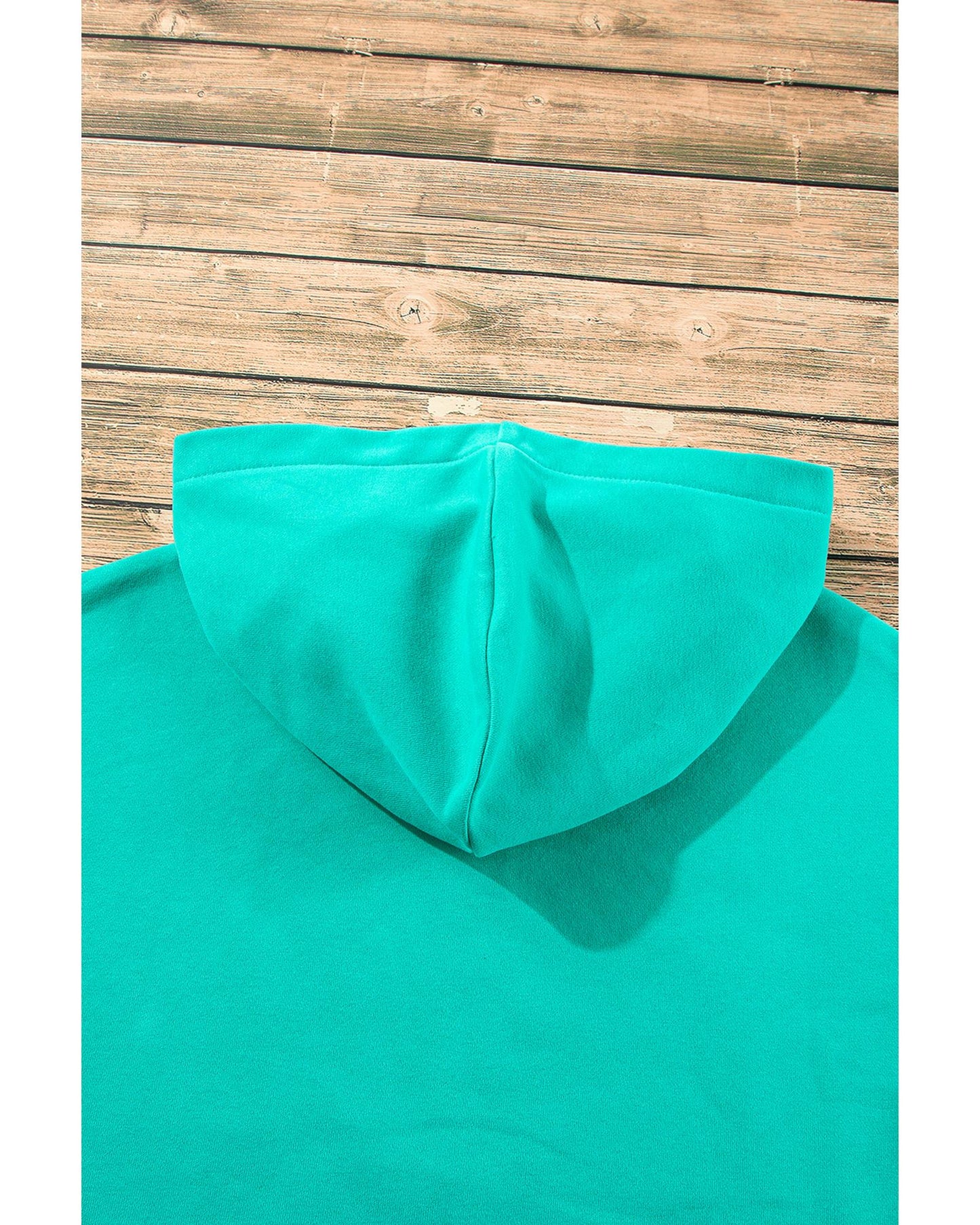 Aruba Blue Fleece Lined Half Zipper Kangaroo Pockets Loose Hoodie - 2XL