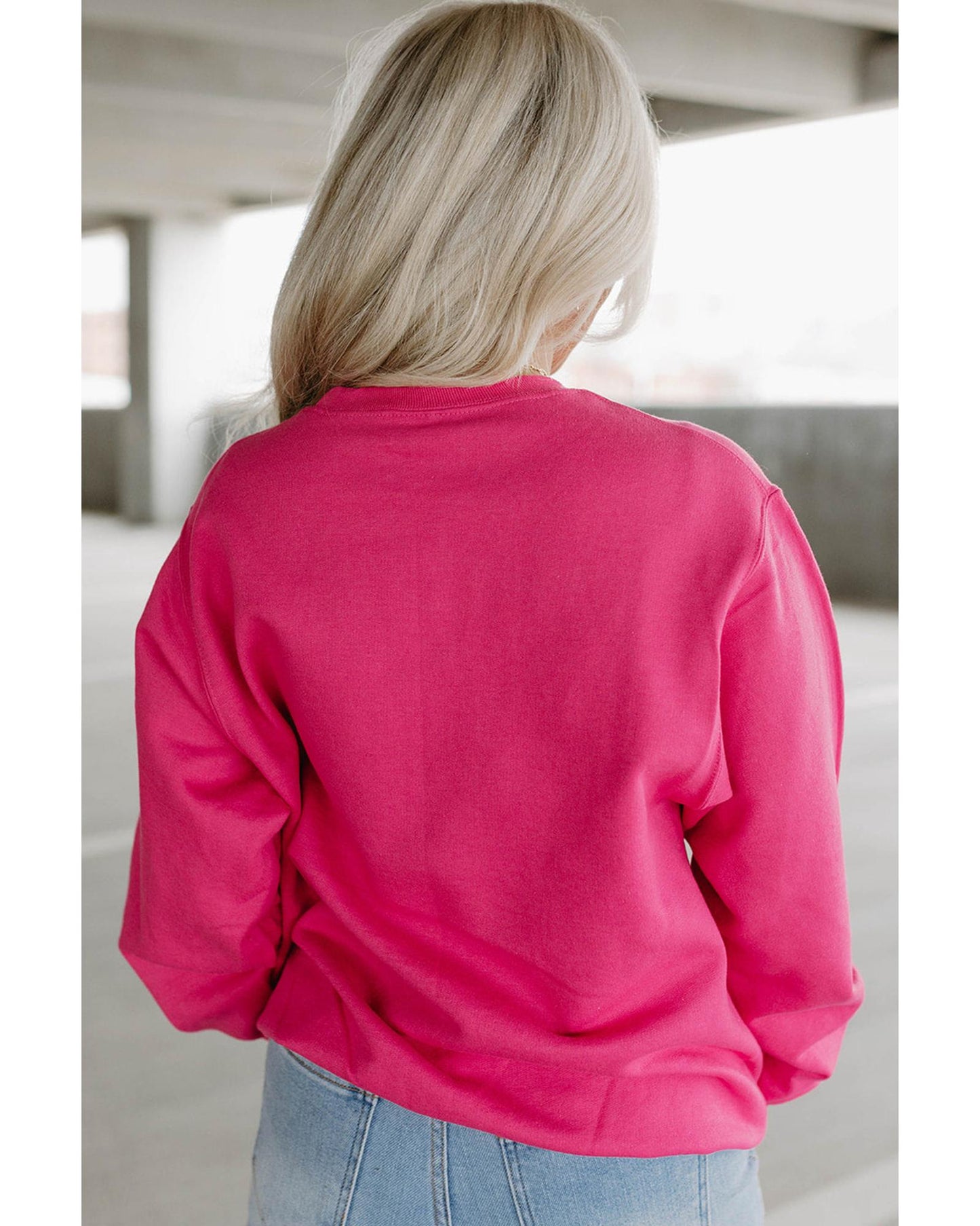 Strawberry Pink Cow & Sequin Double Heart Patch Graphic Sweatshirt - S