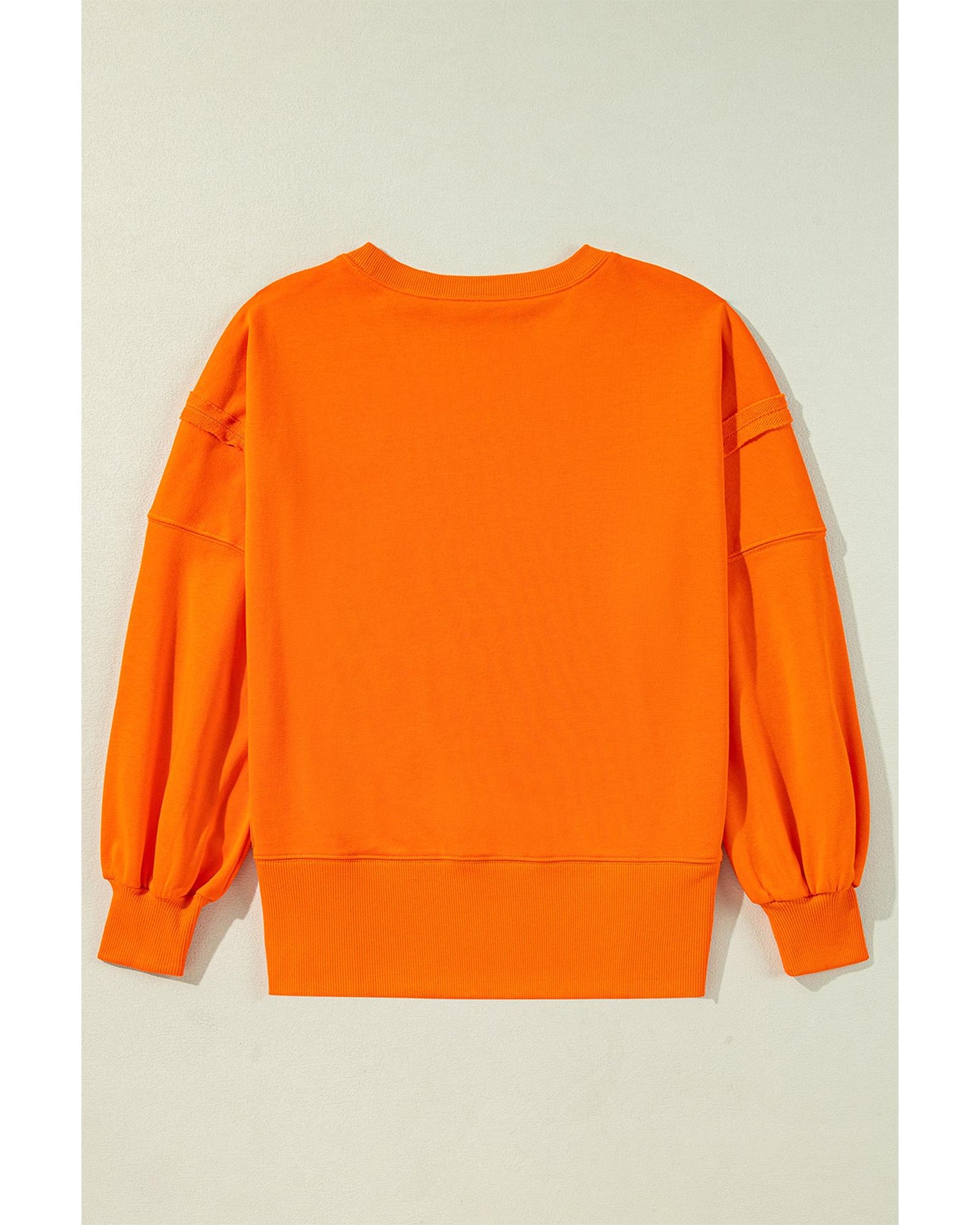 Carrot Exposed Seam Drop Shoulder Round Neck Sweatshirt with Slits - XL