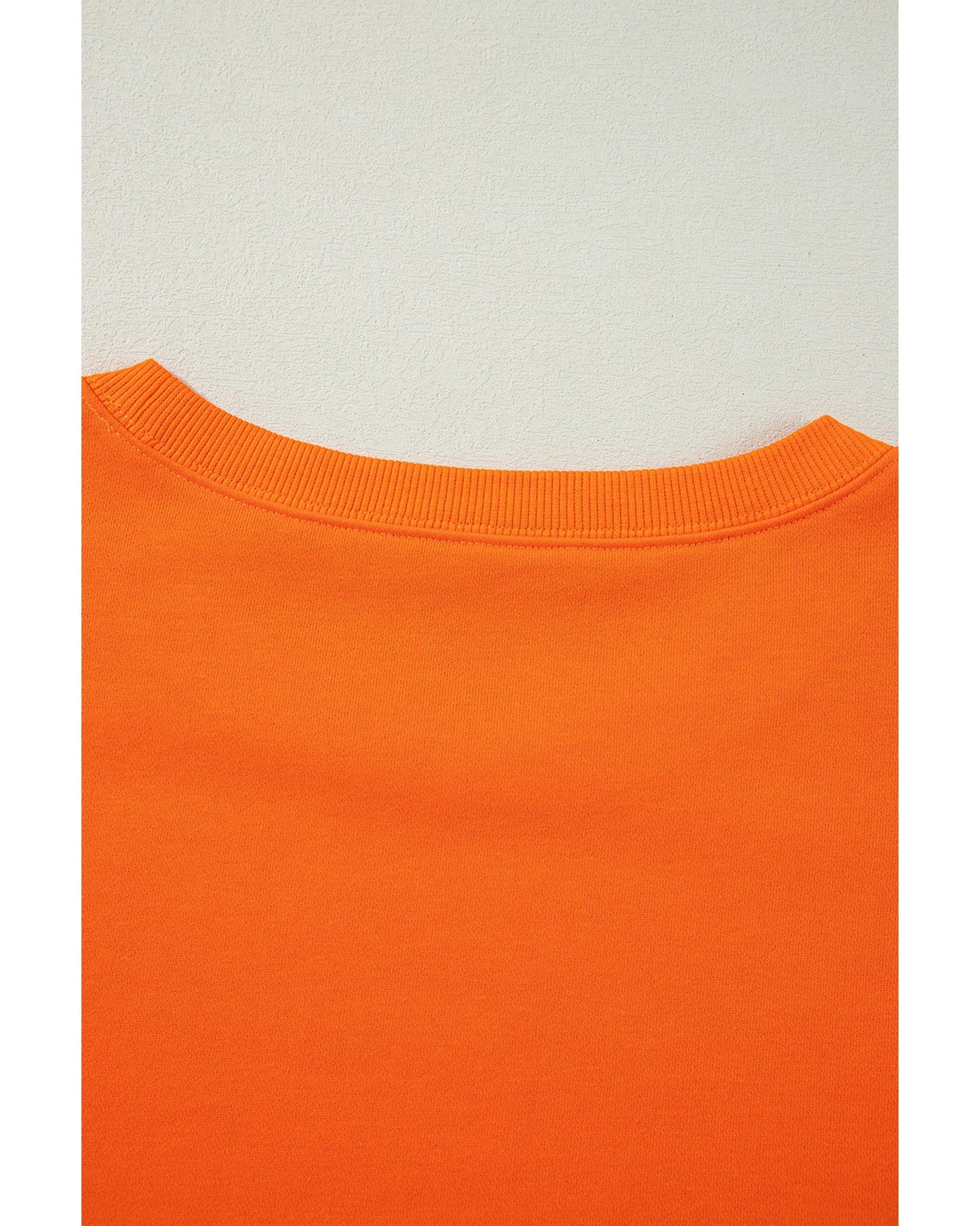 Carrot Exposed Seam Drop Shoulder Round Neck Sweatshirt with Slits - XL