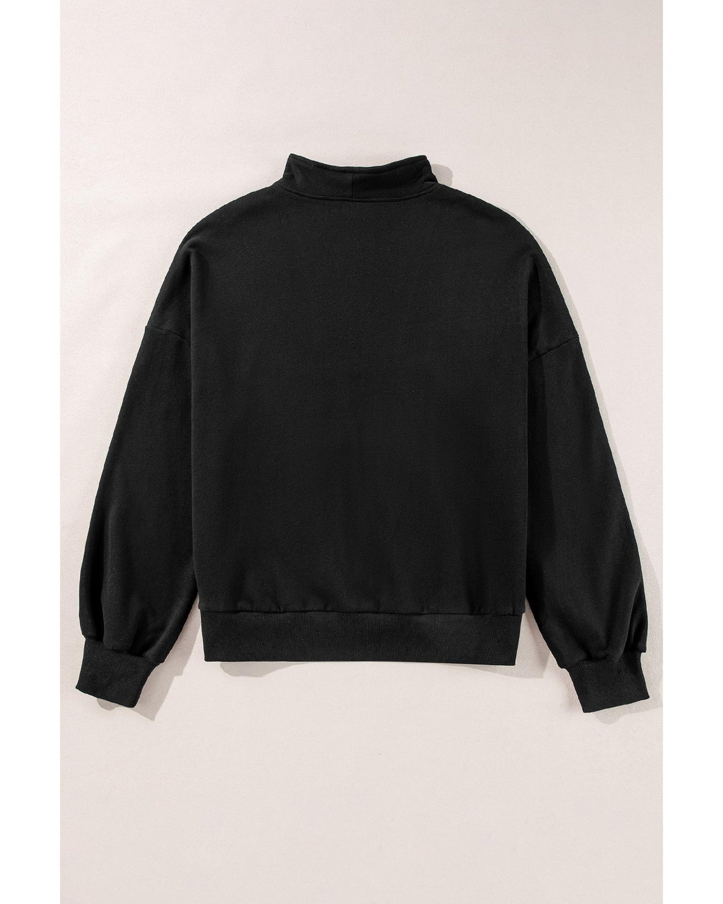 Black Zip-up Stand Neck Kangaroo Pocket Sweatshirt - M